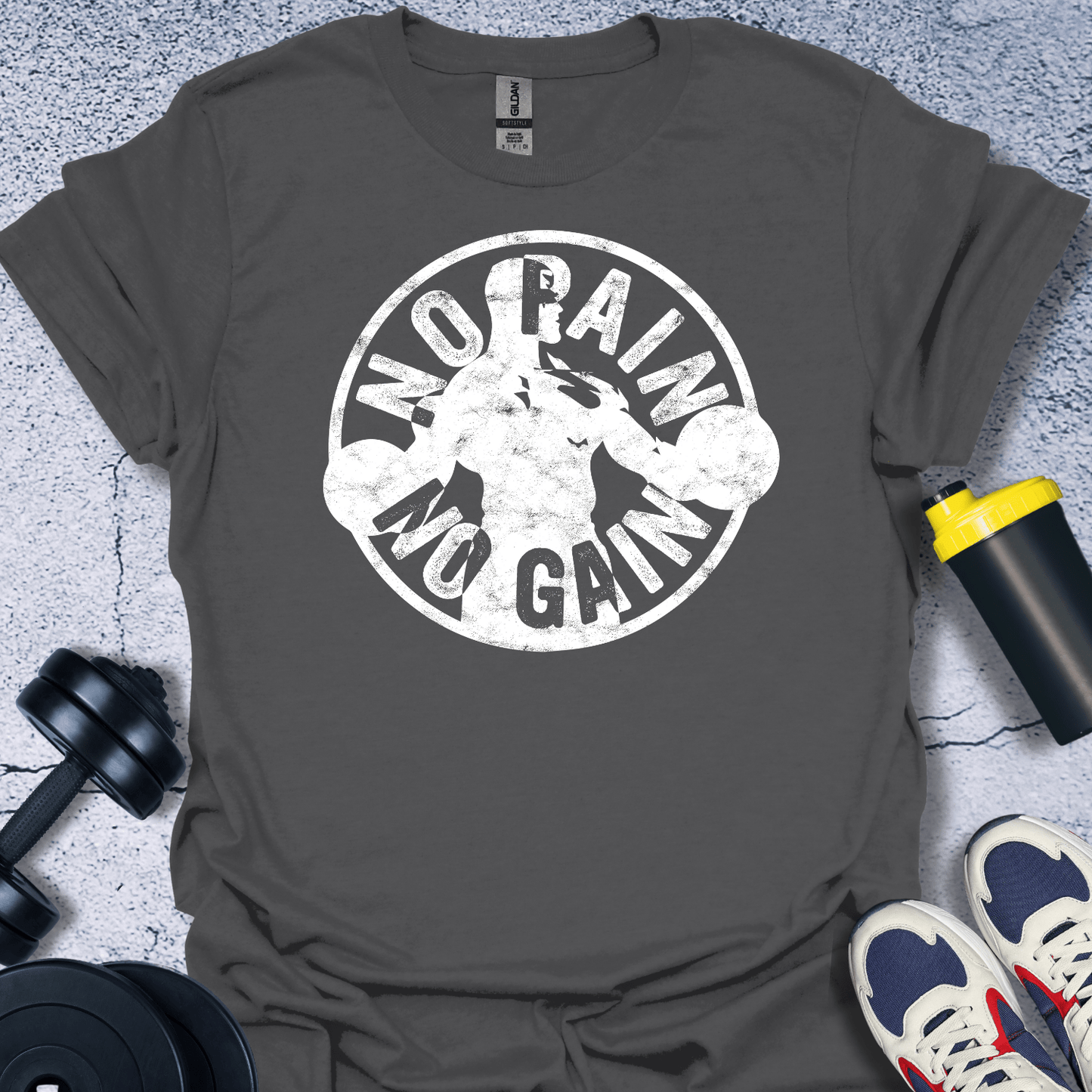 T-Shirt Charcoal / S No Pain No Gain (Round) T-Shirt