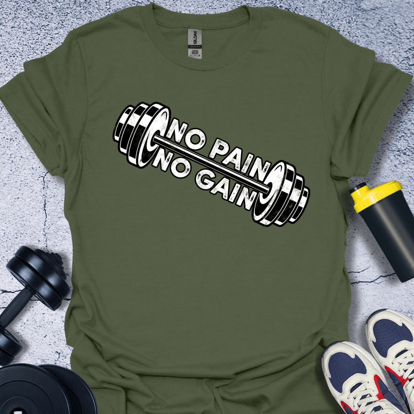 T-Shirt Military Green / S No Pain No Gain T-Shirt