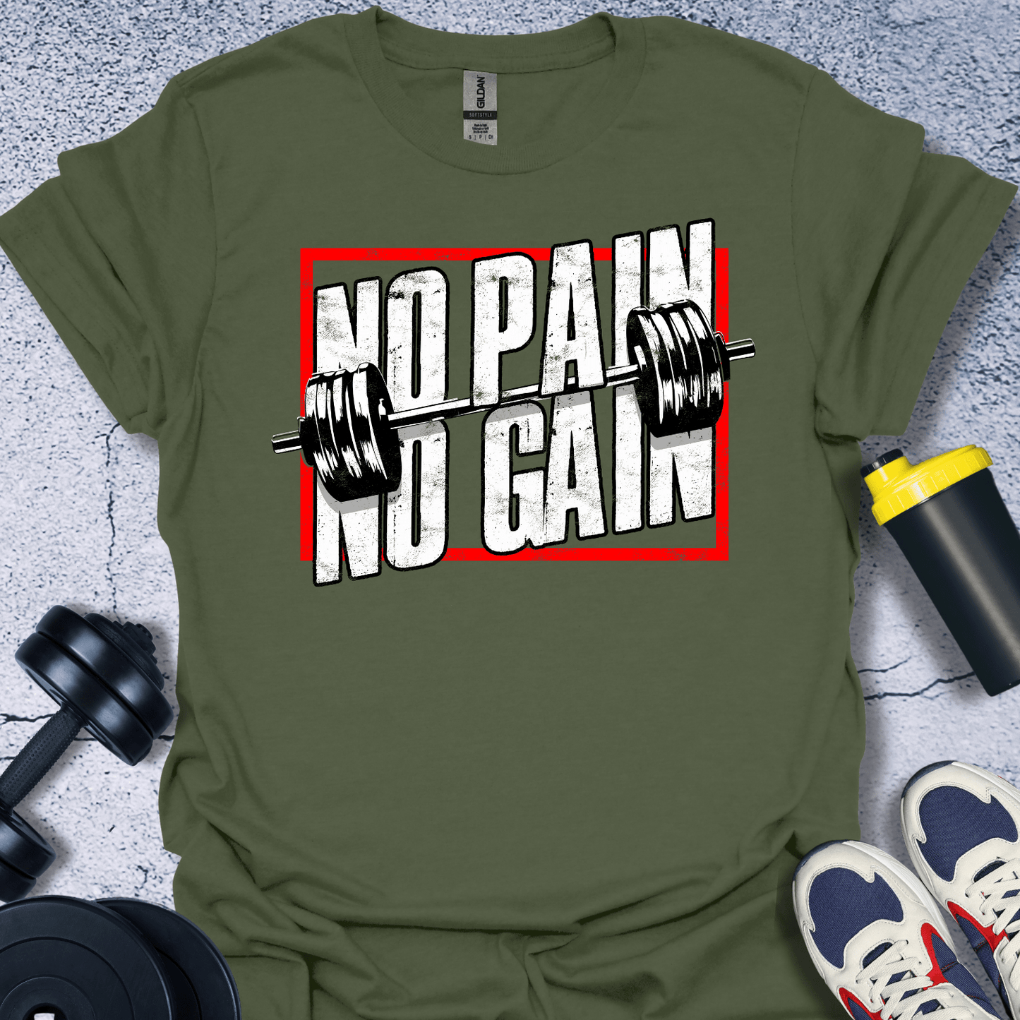 T-Shirt Military Green / S No Pain No Gain T-Shirt