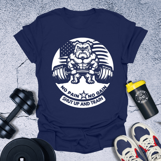 T-Shirt Navy / S No pain no gain(US Flag with bulldog) T-Shirt