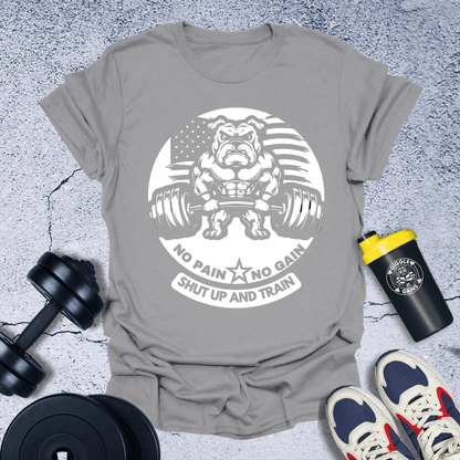 T-Shirt Sport Grey / S No pain no gain(US Flag with bulldog) T-Shirt