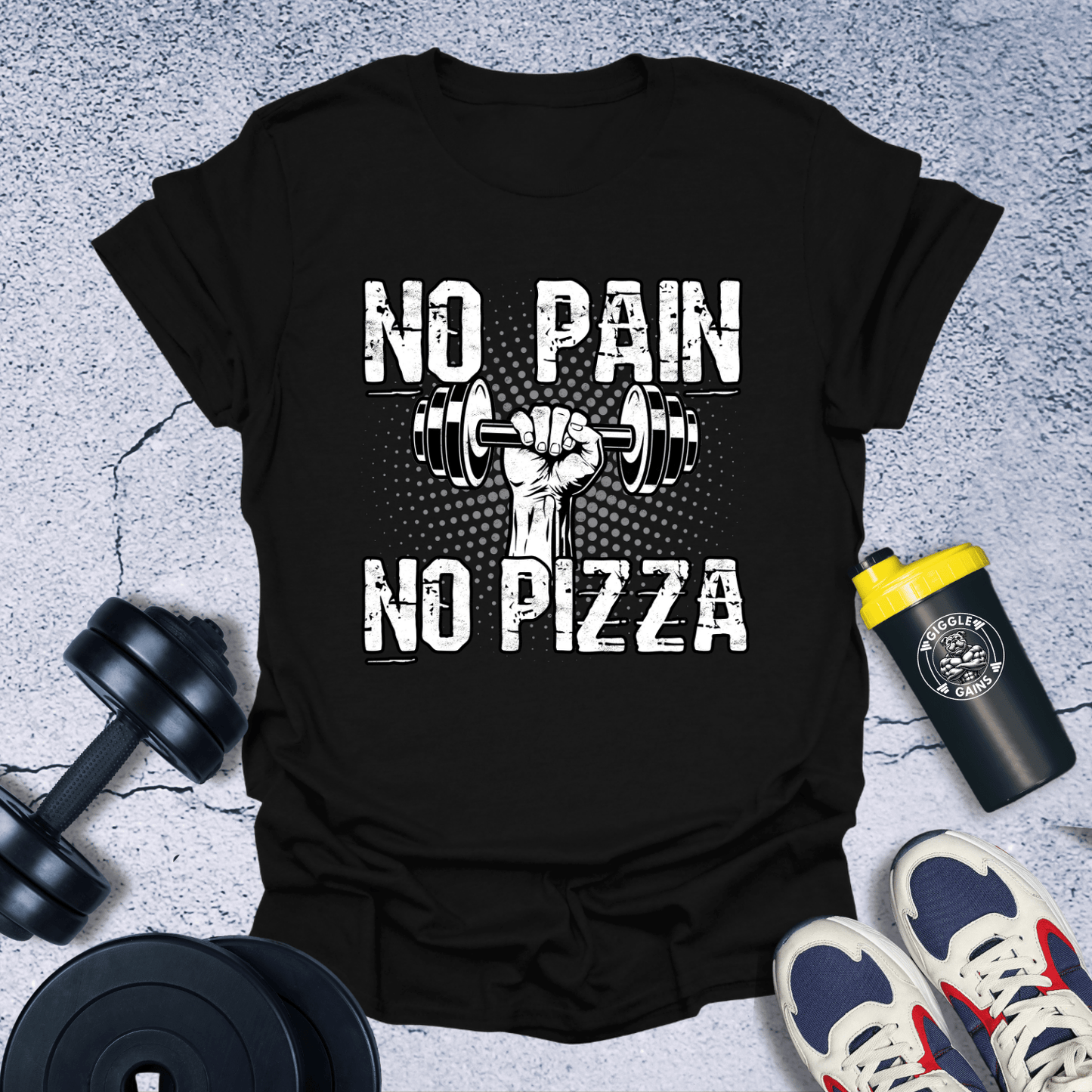 T-Shirt Black / S No Pain No Pizza T-Shirt