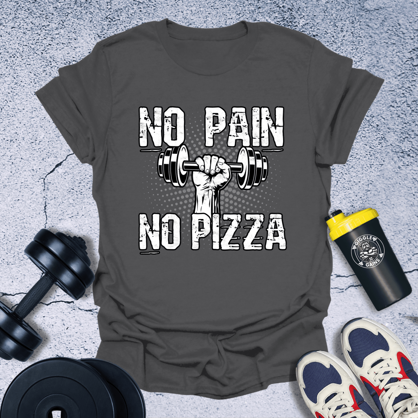 T-Shirt Charcoal / S No Pain No Pizza T-Shirt