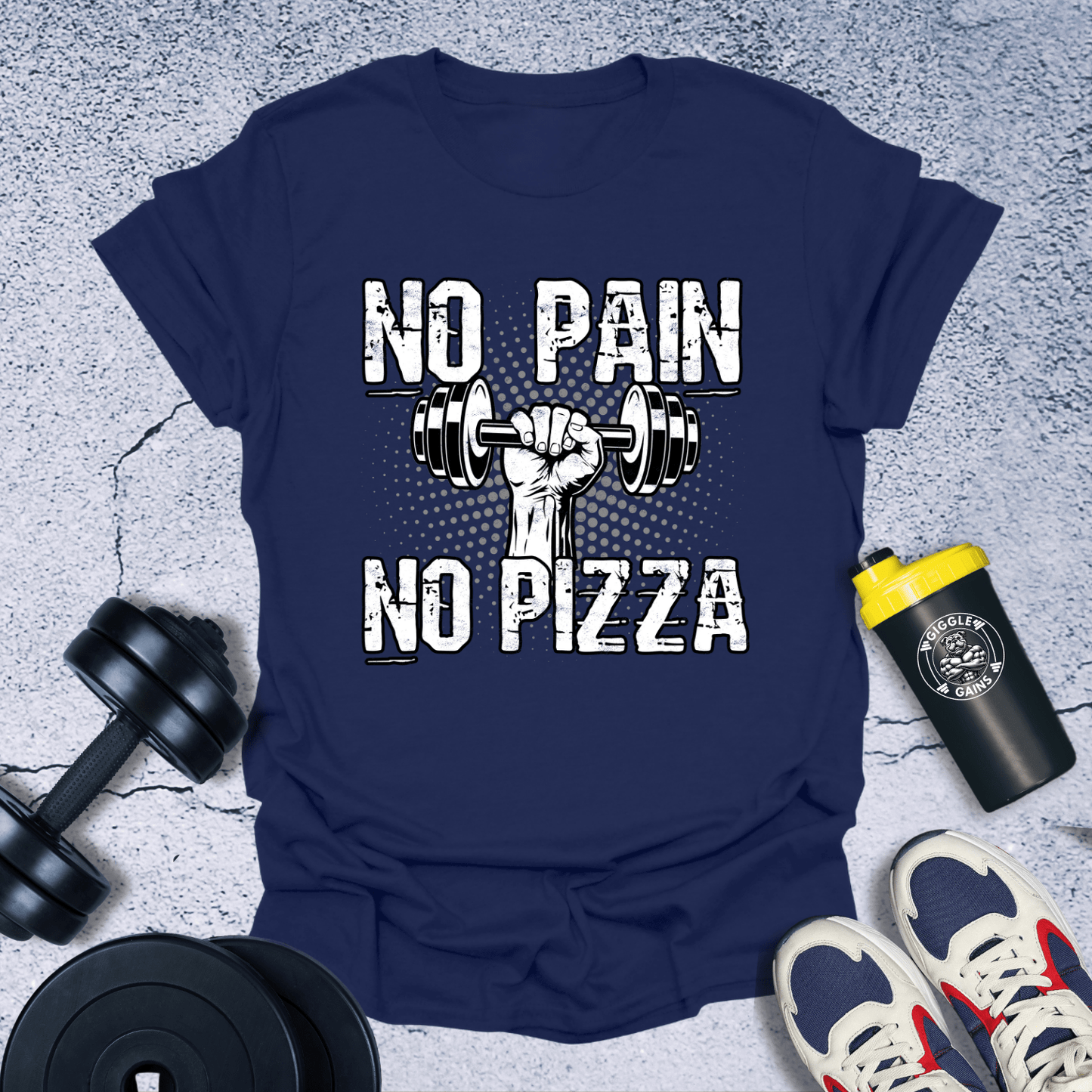 T-Shirt Navy / S No Pain No Pizza T-Shirt