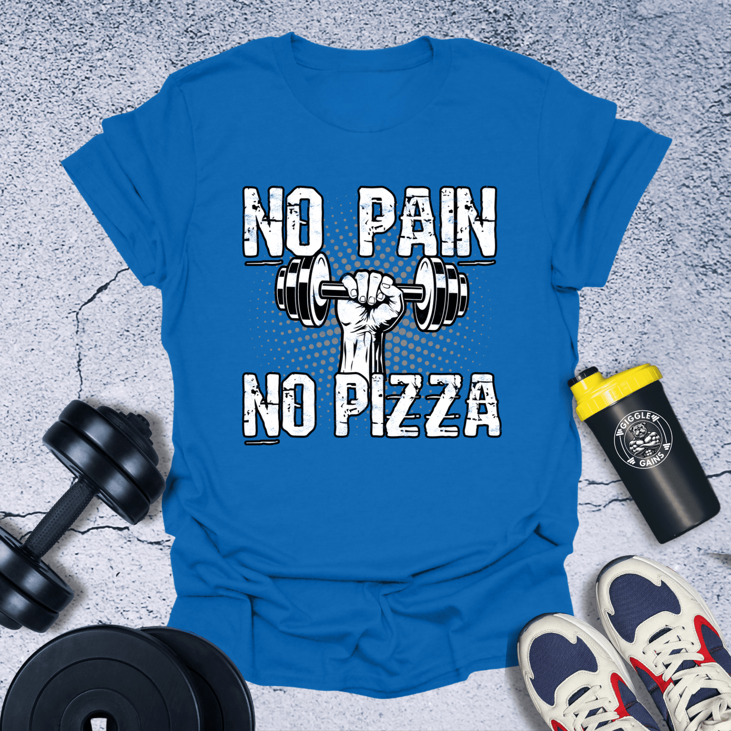 T-Shirt Royal / S No Pain No Pizza T-Shirt