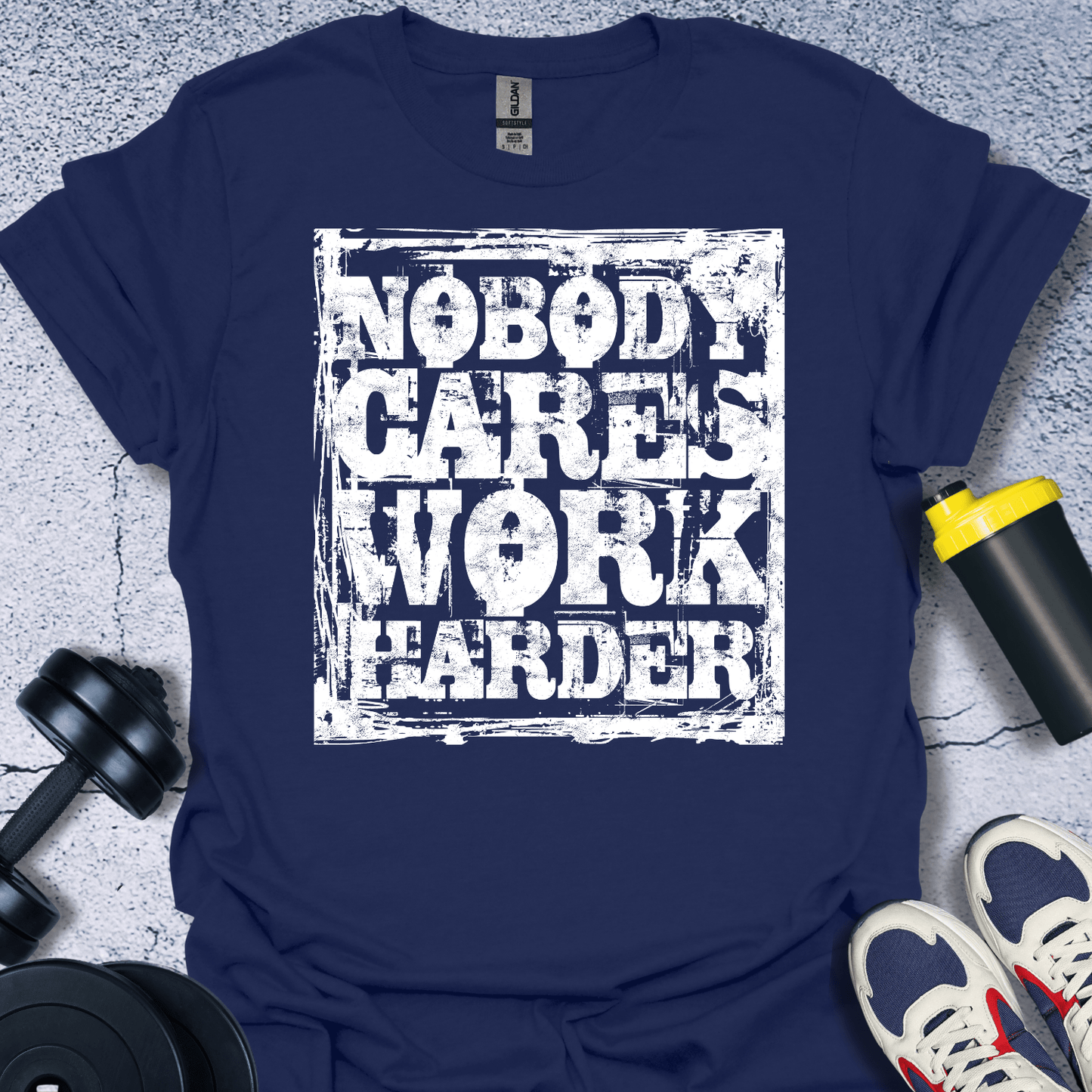 T-Shirt Navy / S Nobody Cares Work Harder T-Shirt