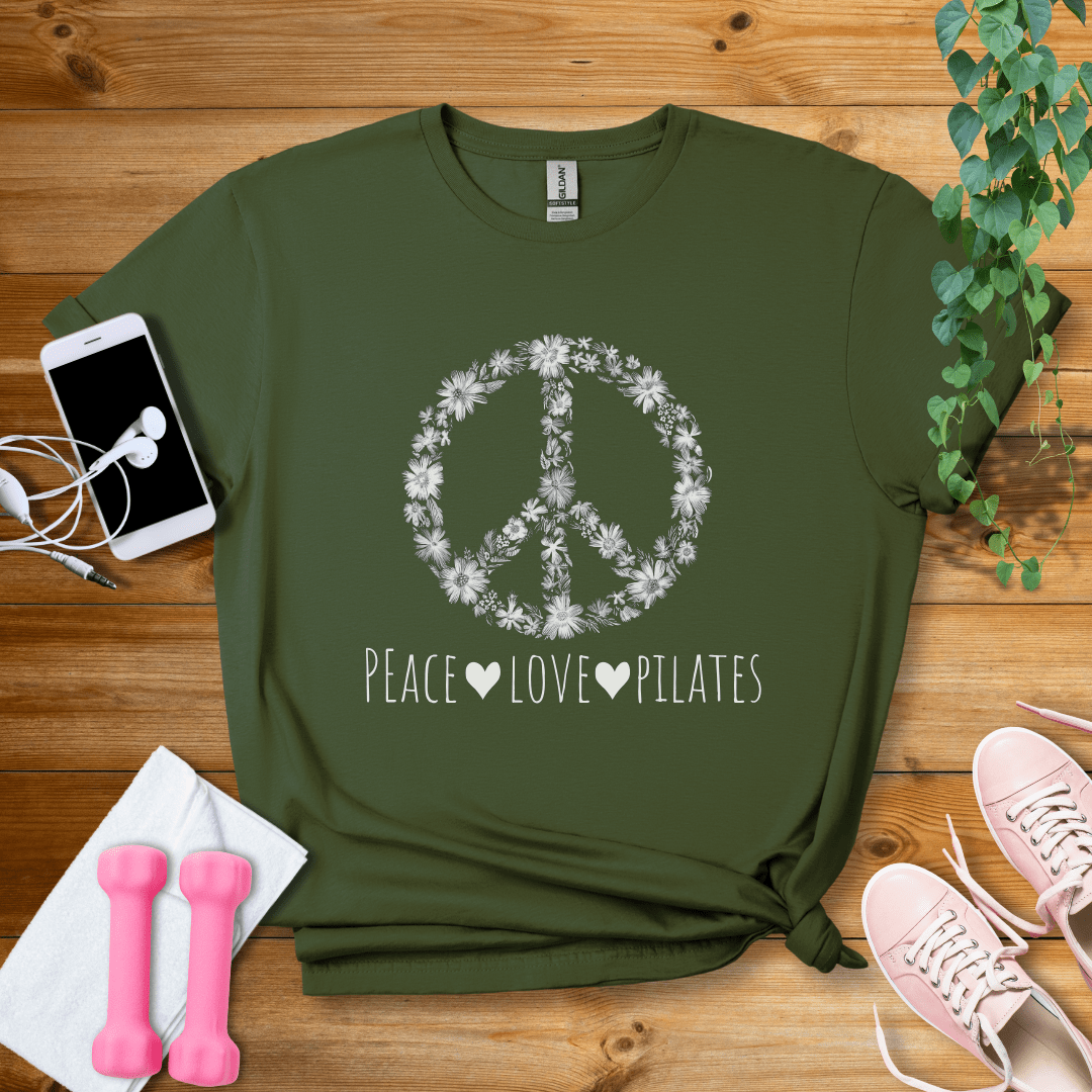 T-Shirt Military Green / S Peace,Love,PilatesT-Shirt