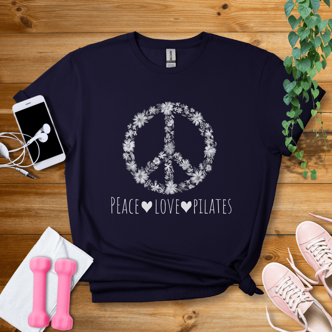 T-Shirt Navy / S Peace,Love,PilatesT-Shirt