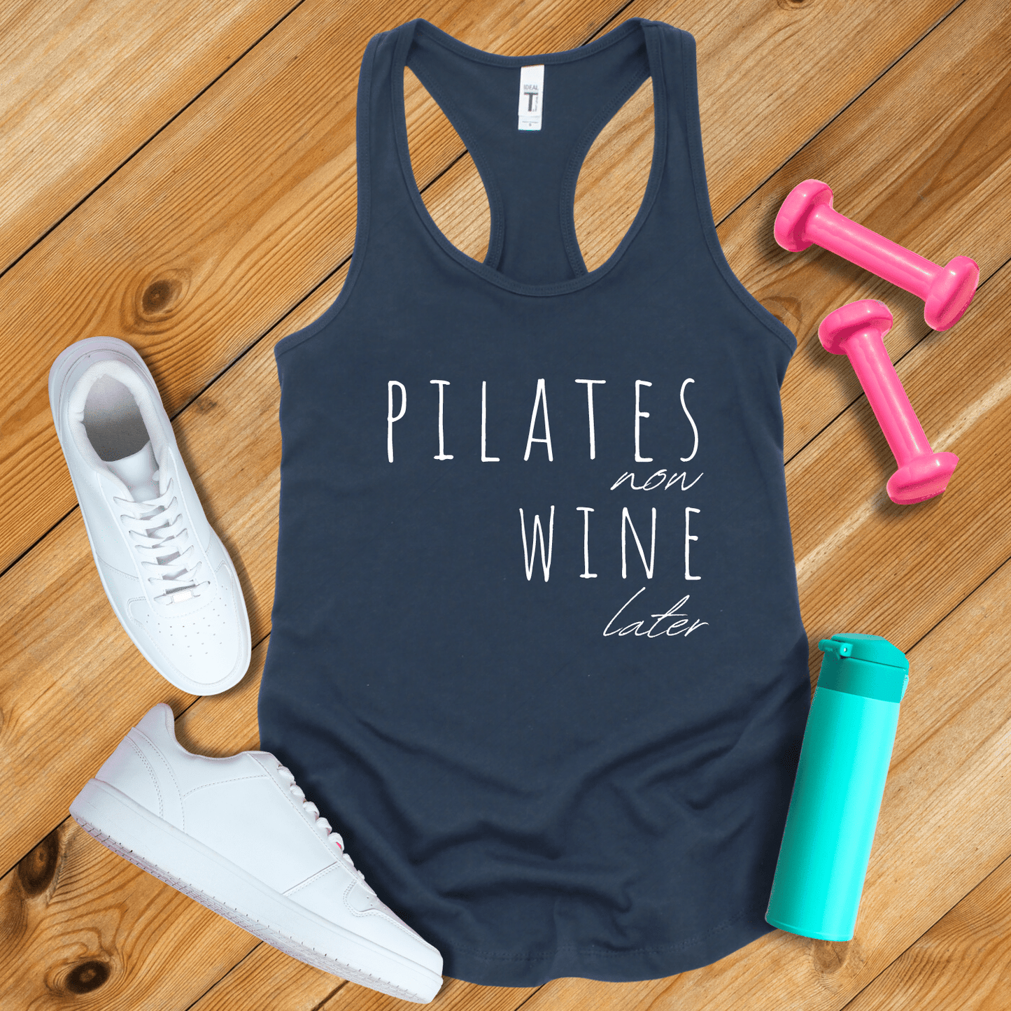 Tank Top Solid Midnight Navy / XS Pilates Now, Wine Later Tank Top