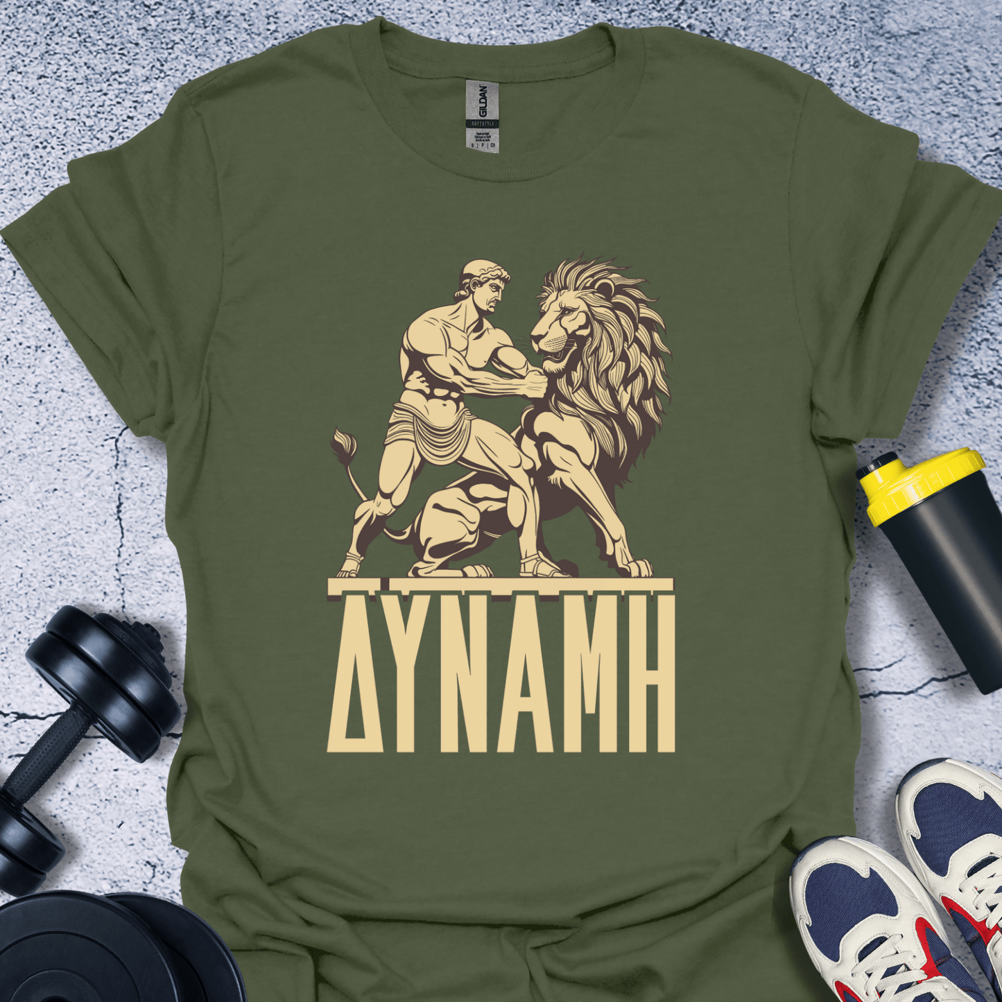 T-Shirt Military Green / S Power (Δύναμ In Greek) T-Shirt