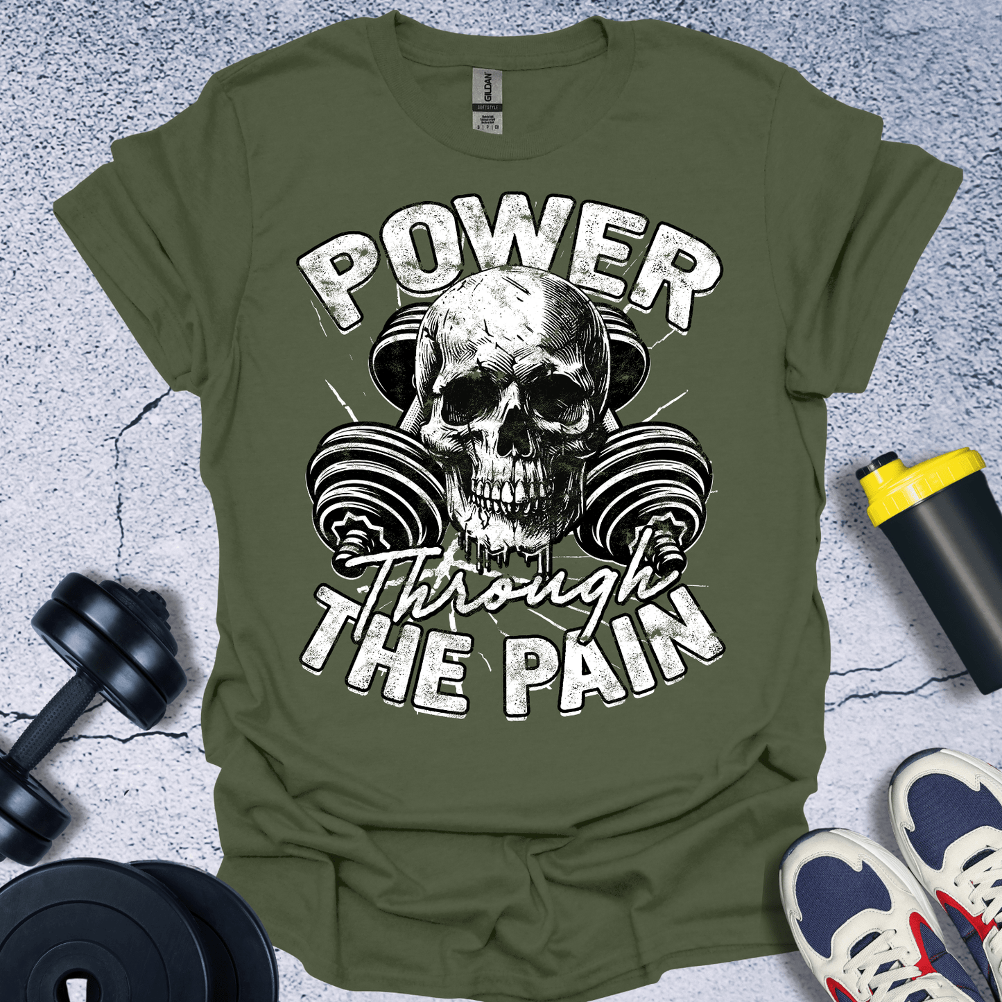 T-Shirt Military Green / S Power Through The Pain T-Shirt