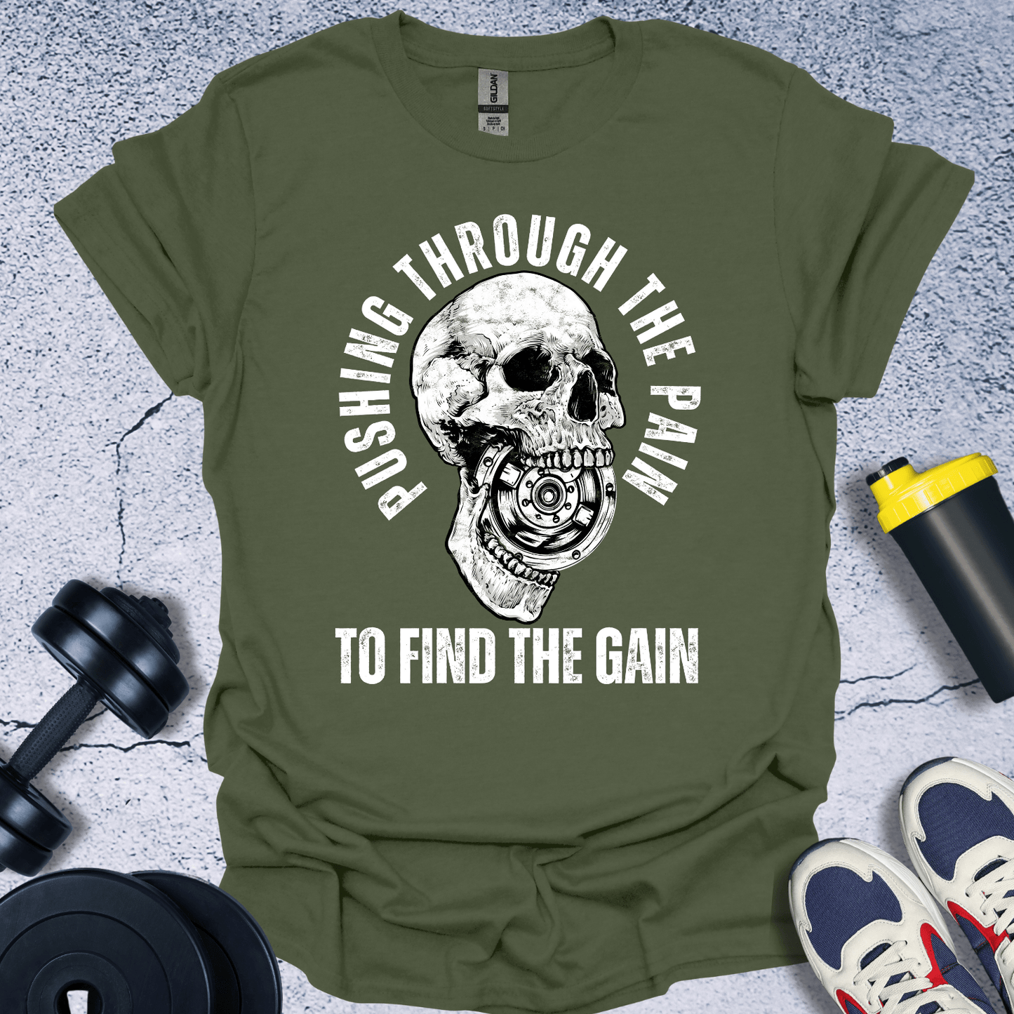 T-Shirt Military Green / S Pushing Through The Pain T-Shirt