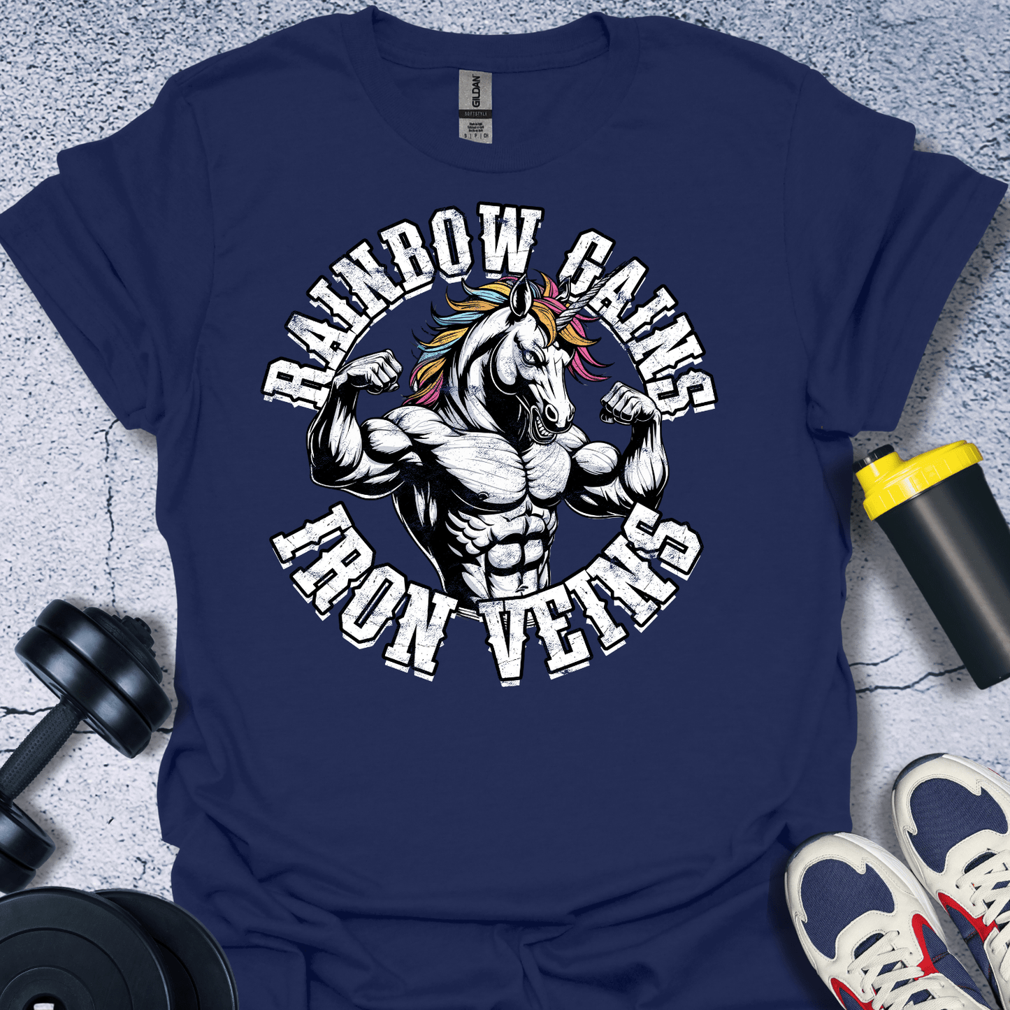 T-Shirt Navy / S Rainbow Gains Iron Veins T-Shirt