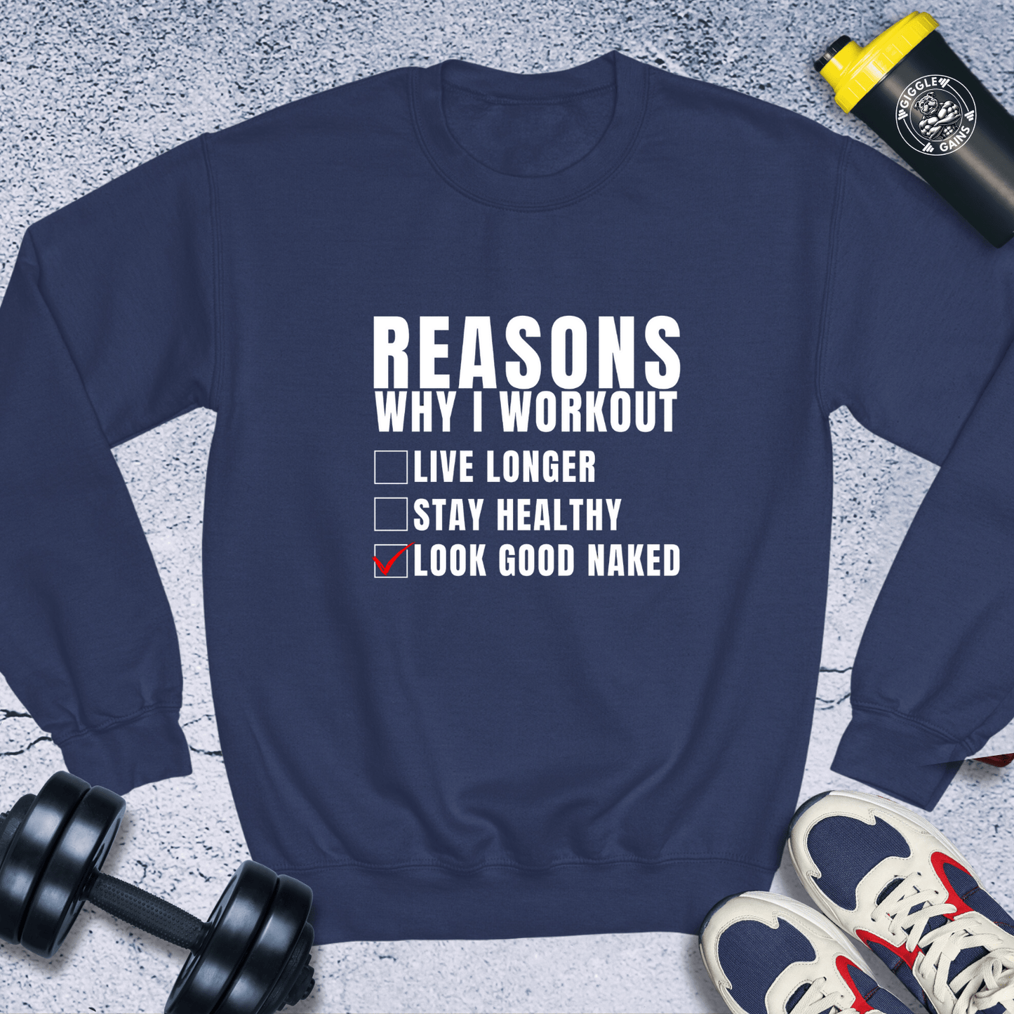 Sweatshirt Navy / S Reasons Why I Workout Crewneck