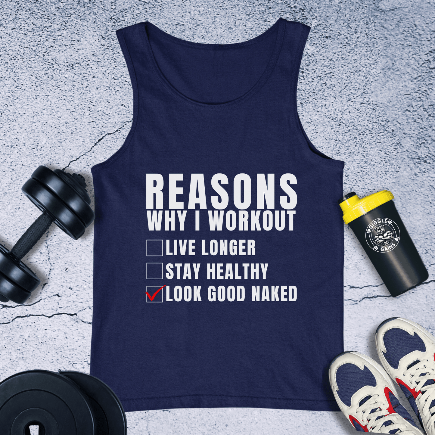 Tank Top Navy / XS Reasons Why I Workout Tank Top