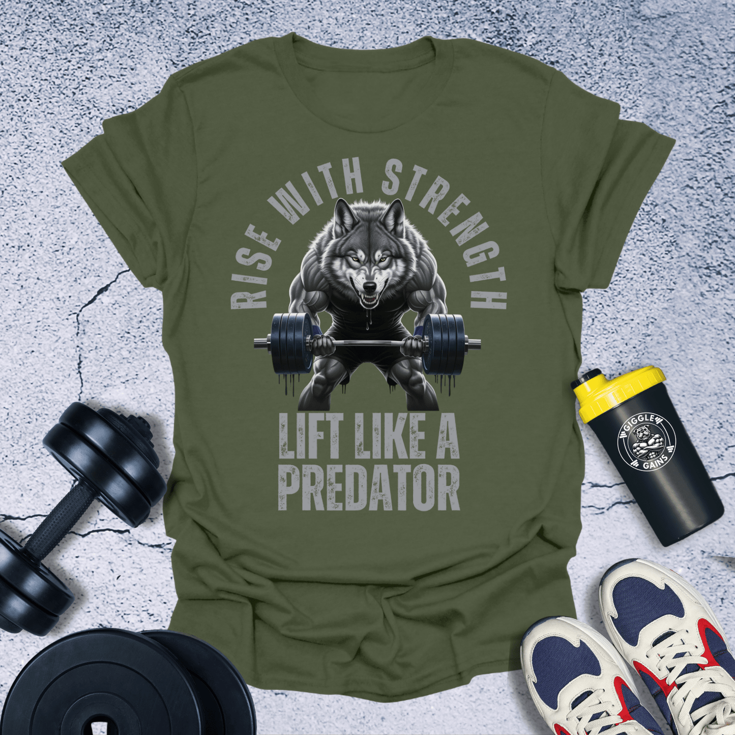 T-Shirt Military Green / S Rise With Strength T-Shirt