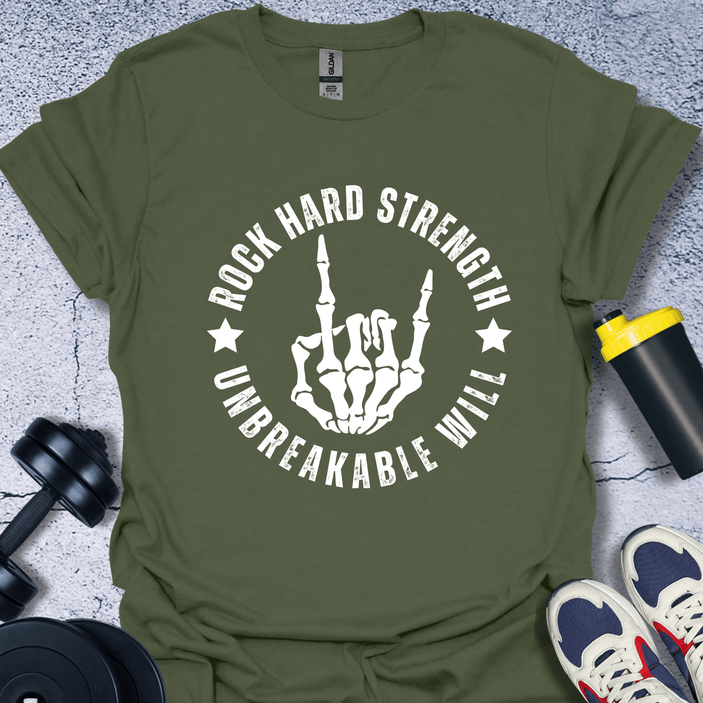 T-Shirt Military Green / S Rock Hard Strength T-Shirt