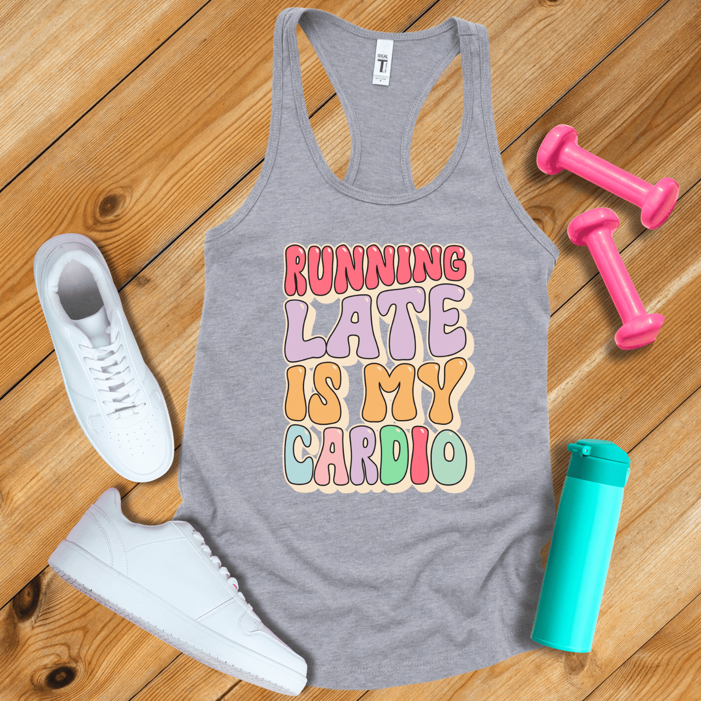 Tank Top Heather Grey / S Running Late Is My Cardio Tank Top