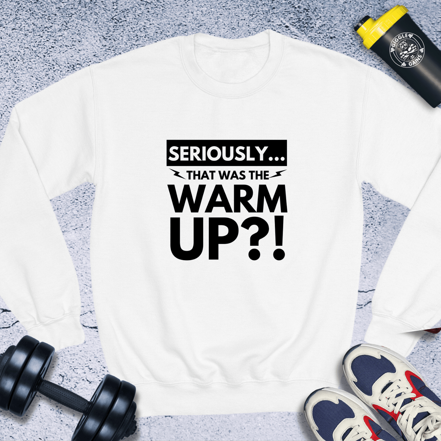 Sweatshirt White / S Seriously That Was Warm Up Crewneck