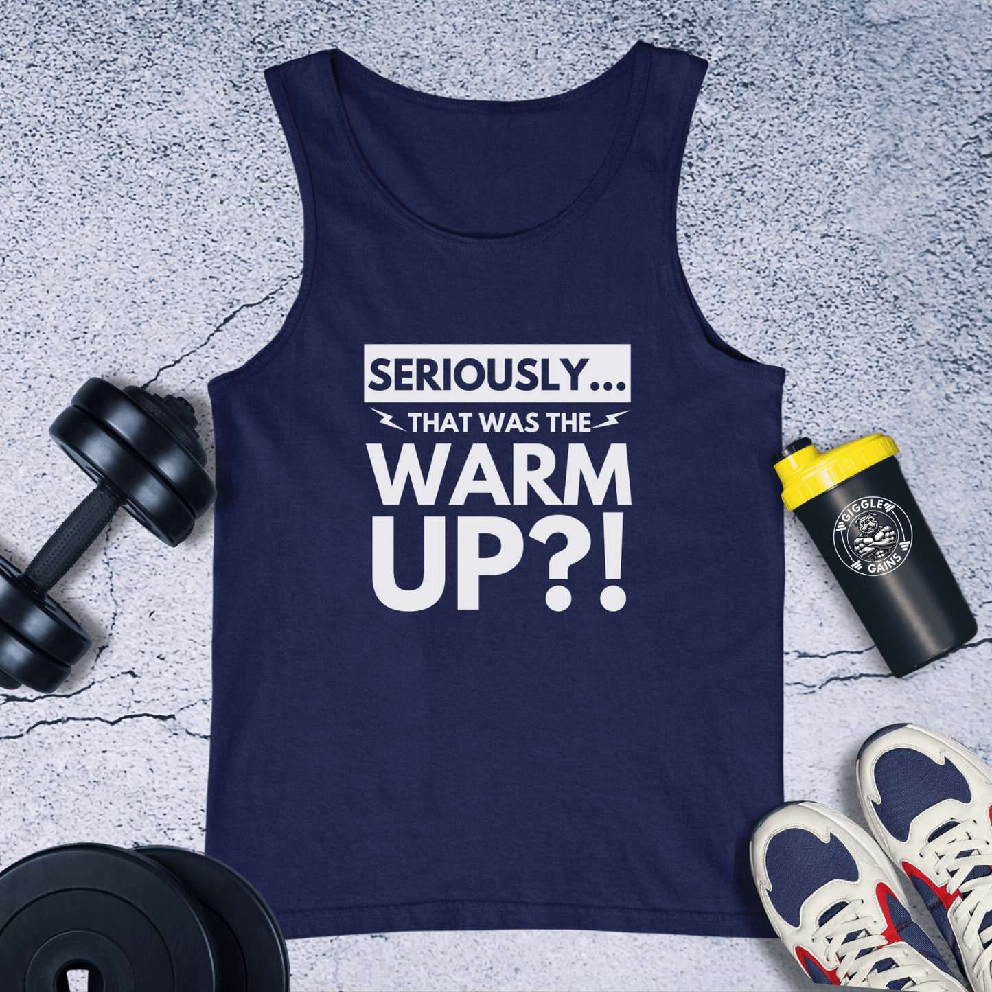 Tank Top Navy / XS Seriously That Was Warm Up Tank Top