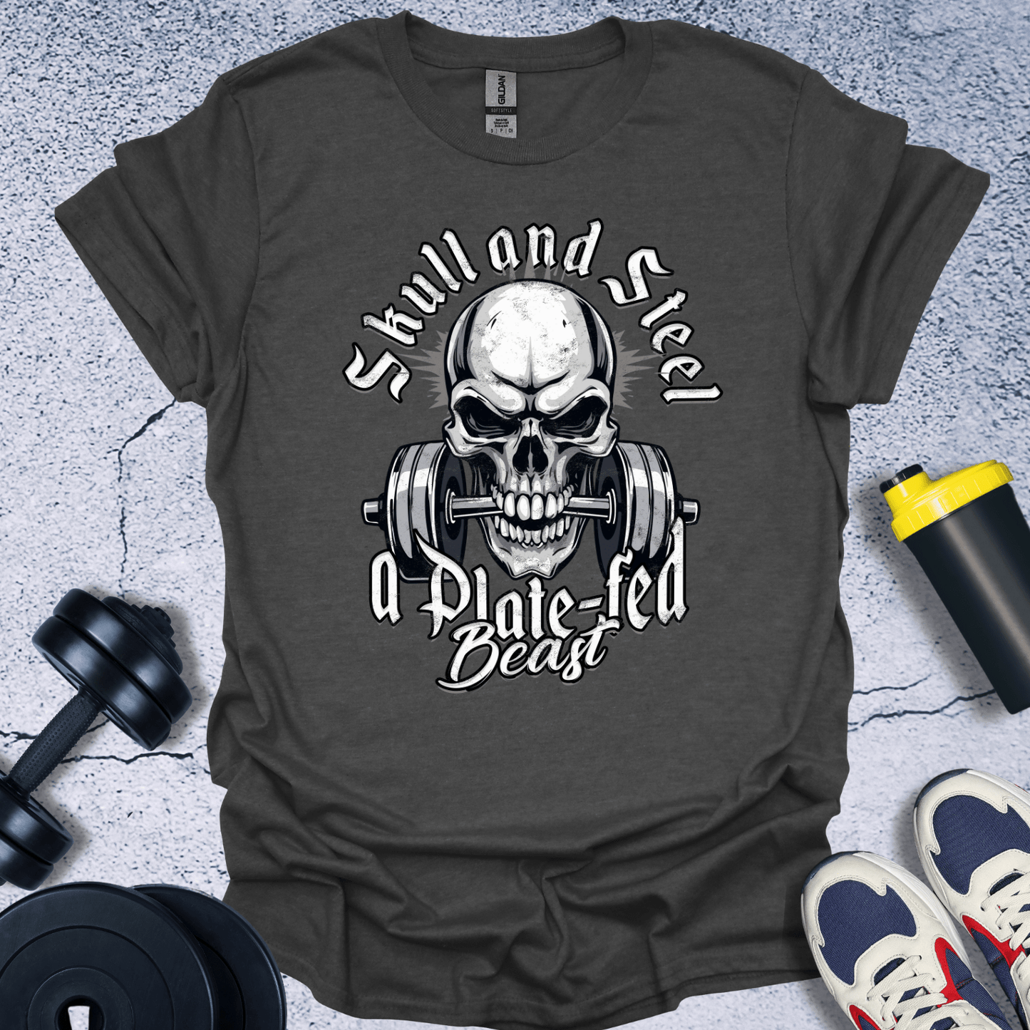 T-Shirt Dark Heather / S Skull And Steel T-Shirt