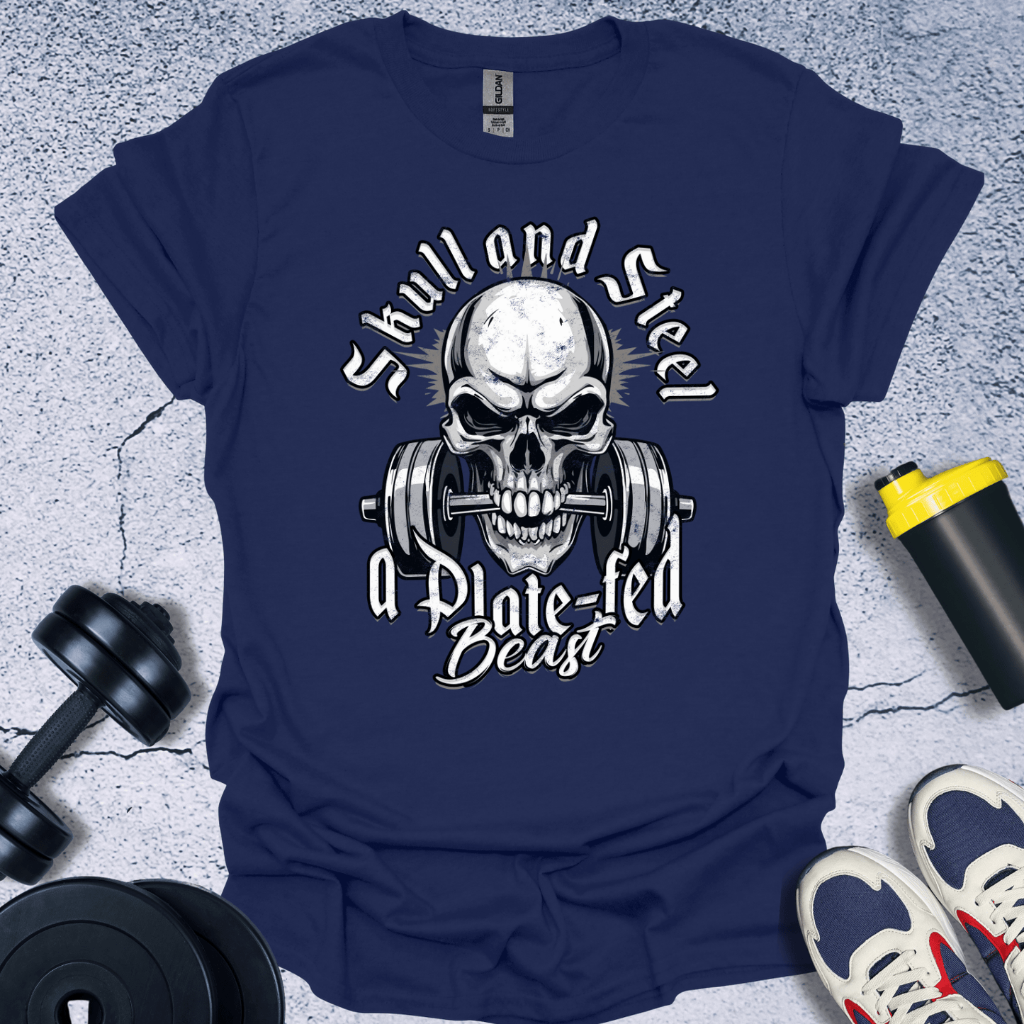 T-Shirt Navy / S Skull And Steel T-Shirt