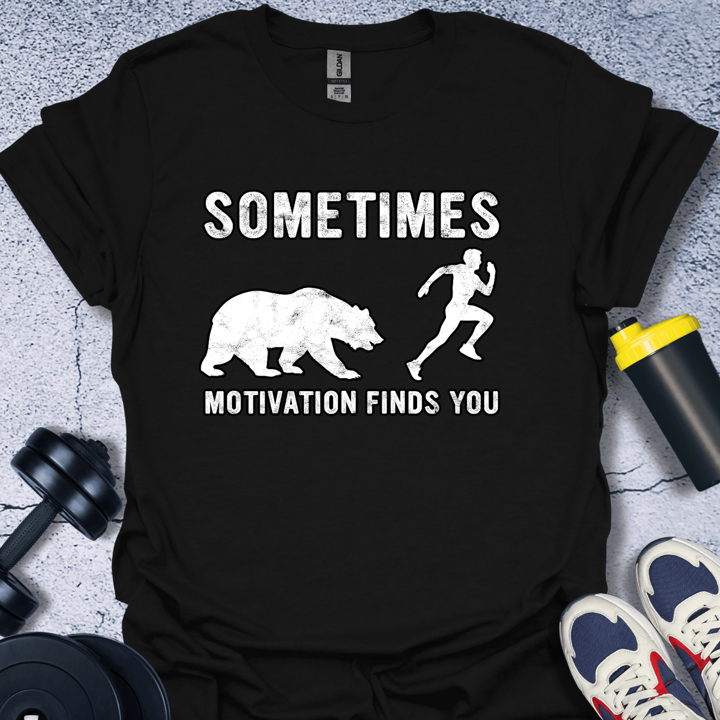 T-Shirt Black / S Sometimes Motivation Finds You T-Shirt