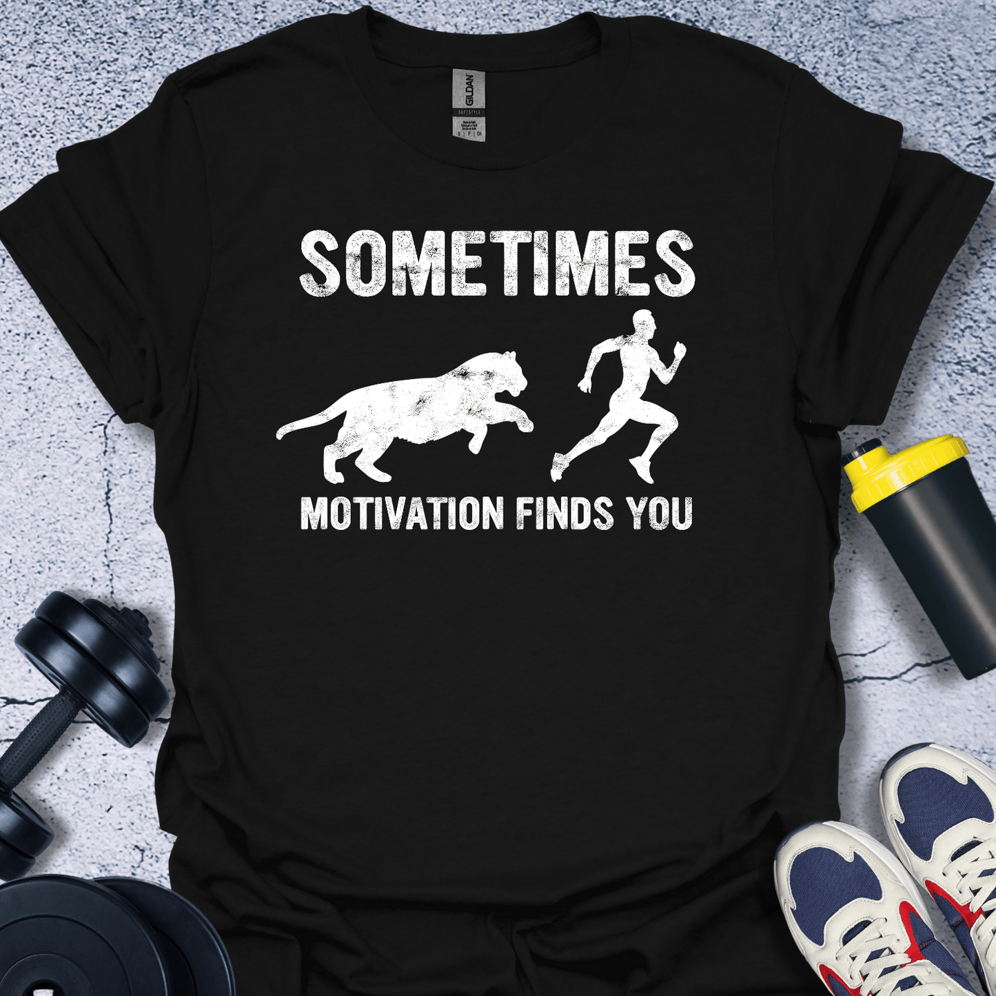 T-Shirt Black / S Sometimes Motivation Finds You T-Shirt