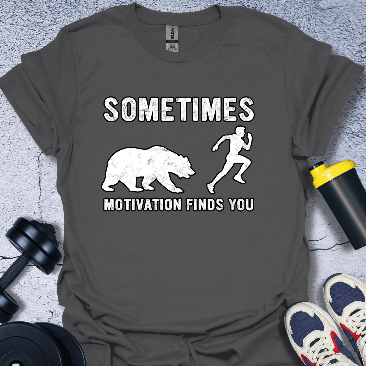 T-Shirt Charcoal / S Sometimes Motivation Finds You T-Shirt