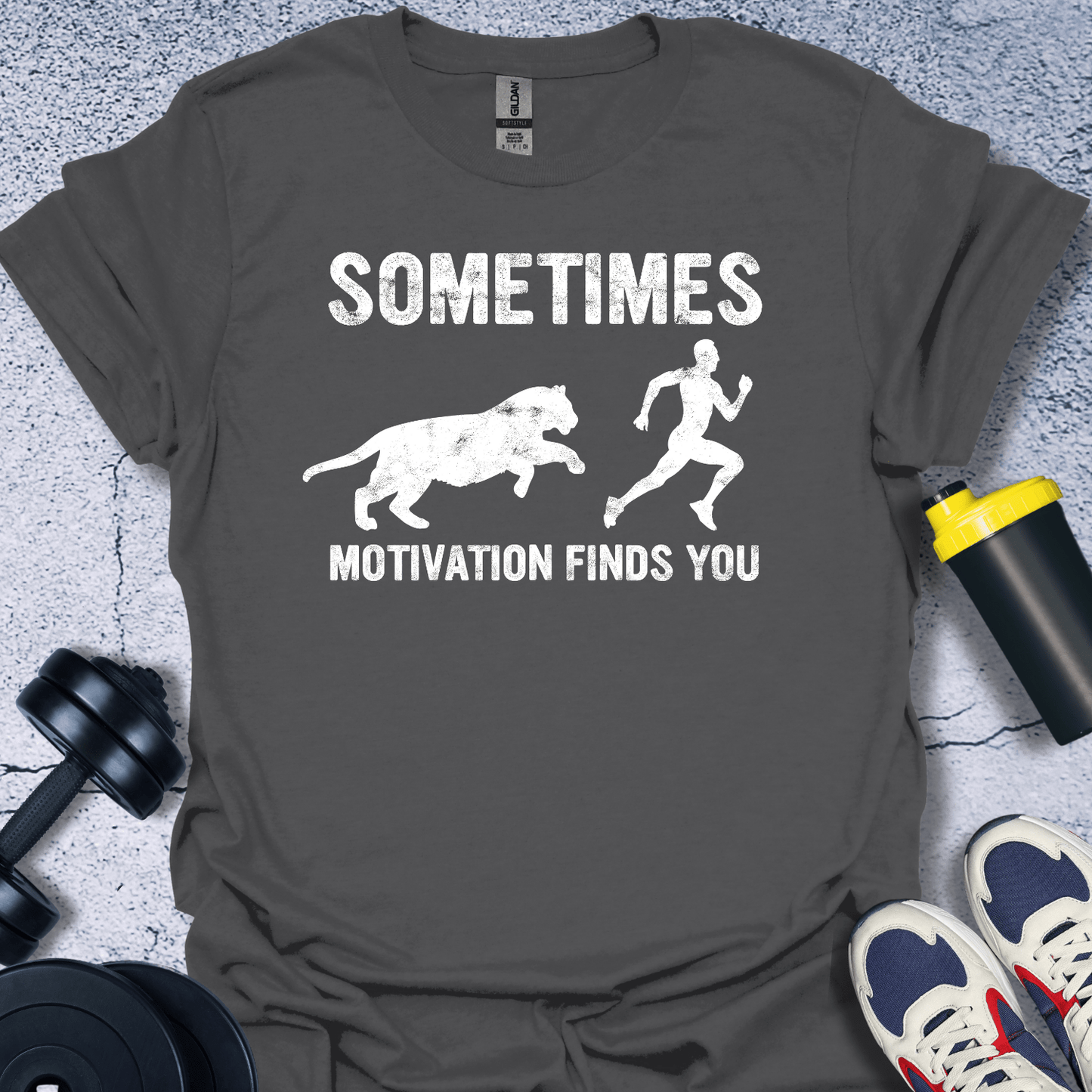 T-Shirt Charcoal / S Sometimes Motivation Finds You T-Shirt