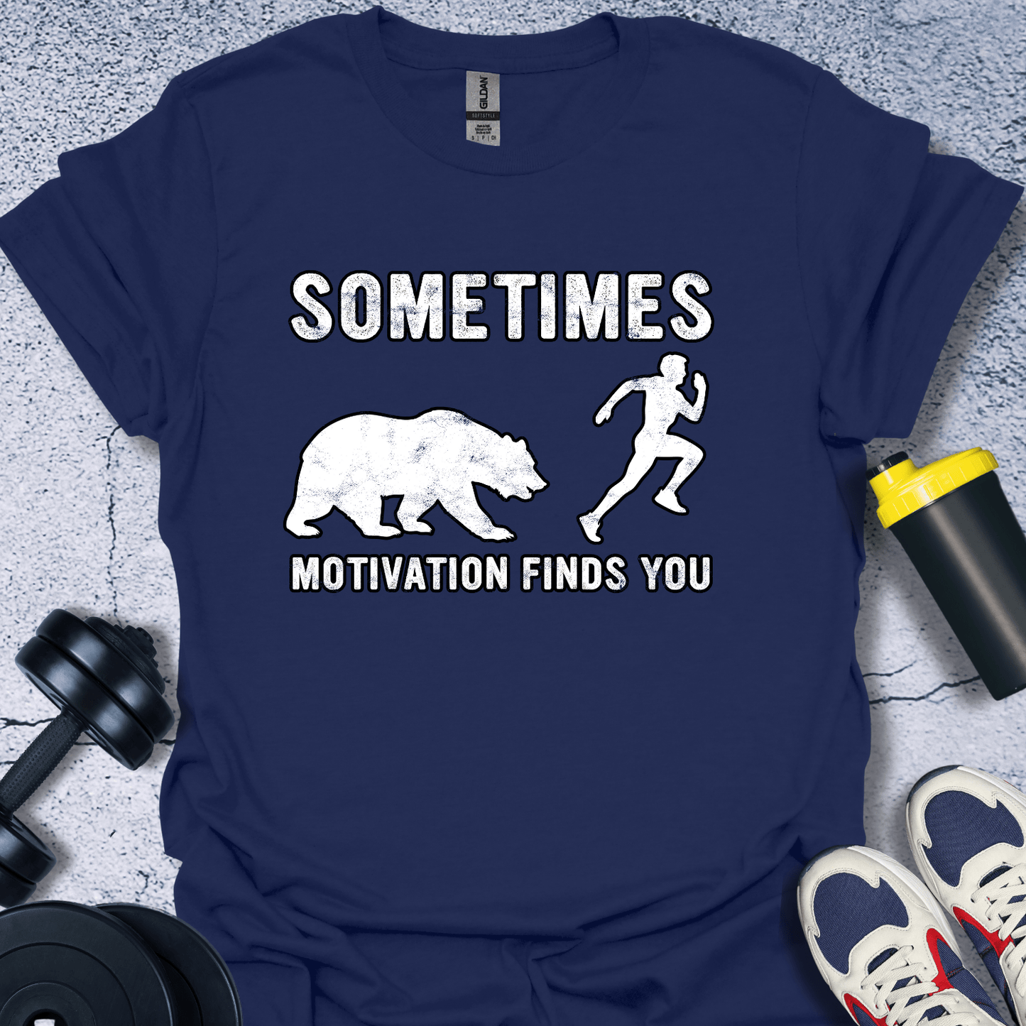 T-Shirt Navy / S Sometimes Motivation Finds You T-Shirt