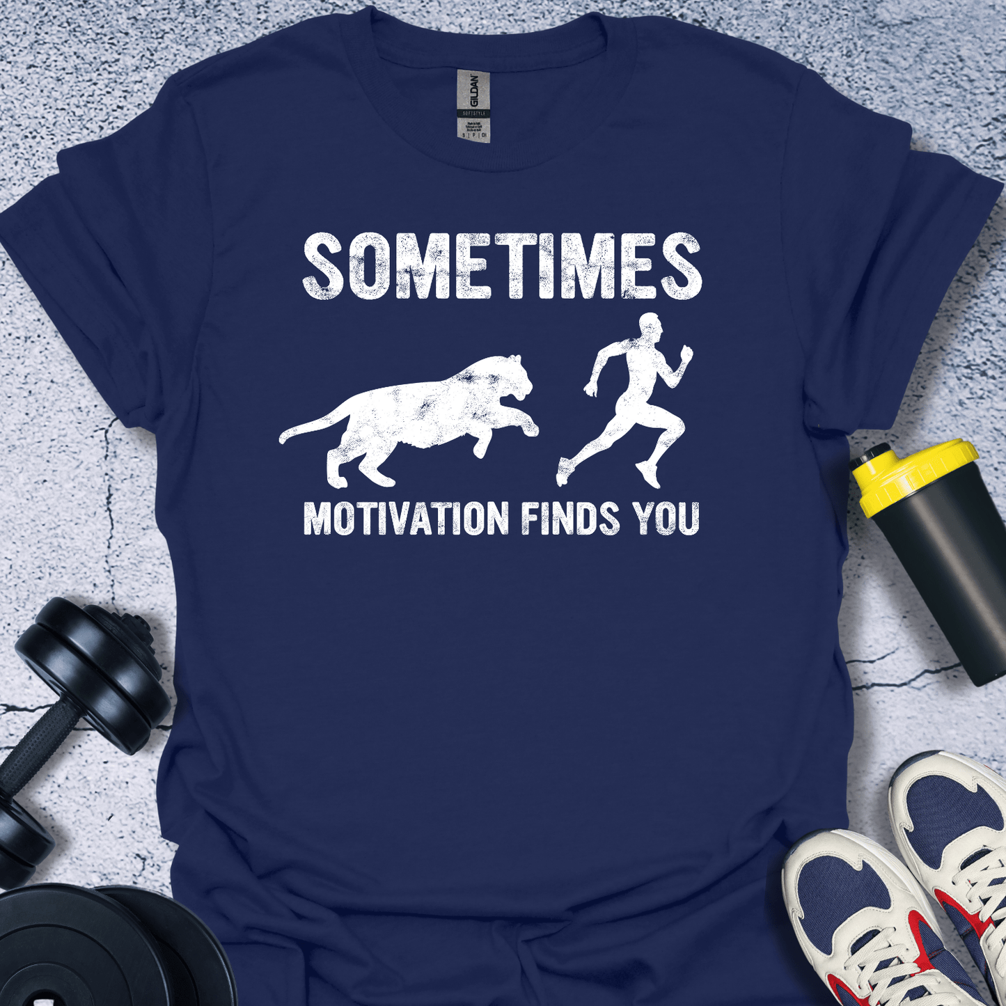 T-Shirt Navy / S Sometimes Motivation Finds You T-Shirt