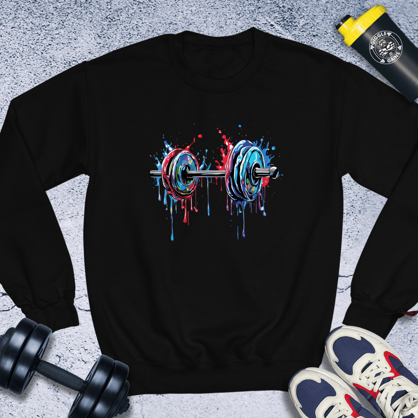 Sweatshirt Black / S Splatter Dumbbell Crewneck