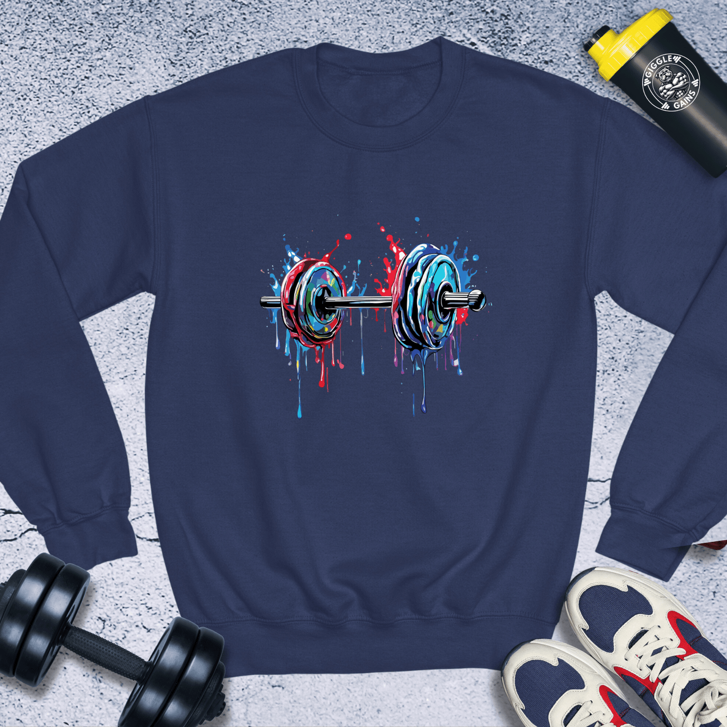 Sweatshirt Navy / S Splatter Dumbbell Crewneck