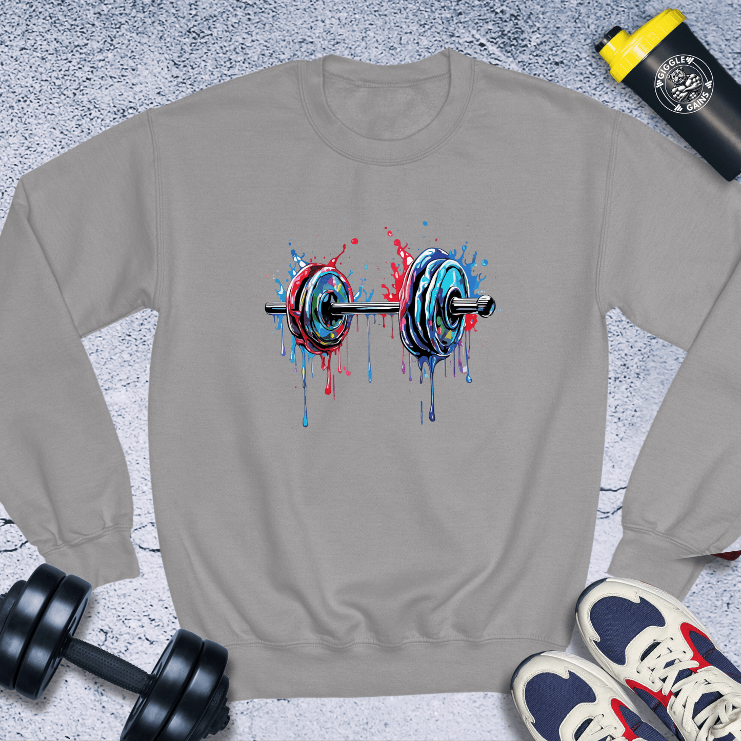 Sweatshirt Sport Grey / S Splatter Dumbbell Crewneck