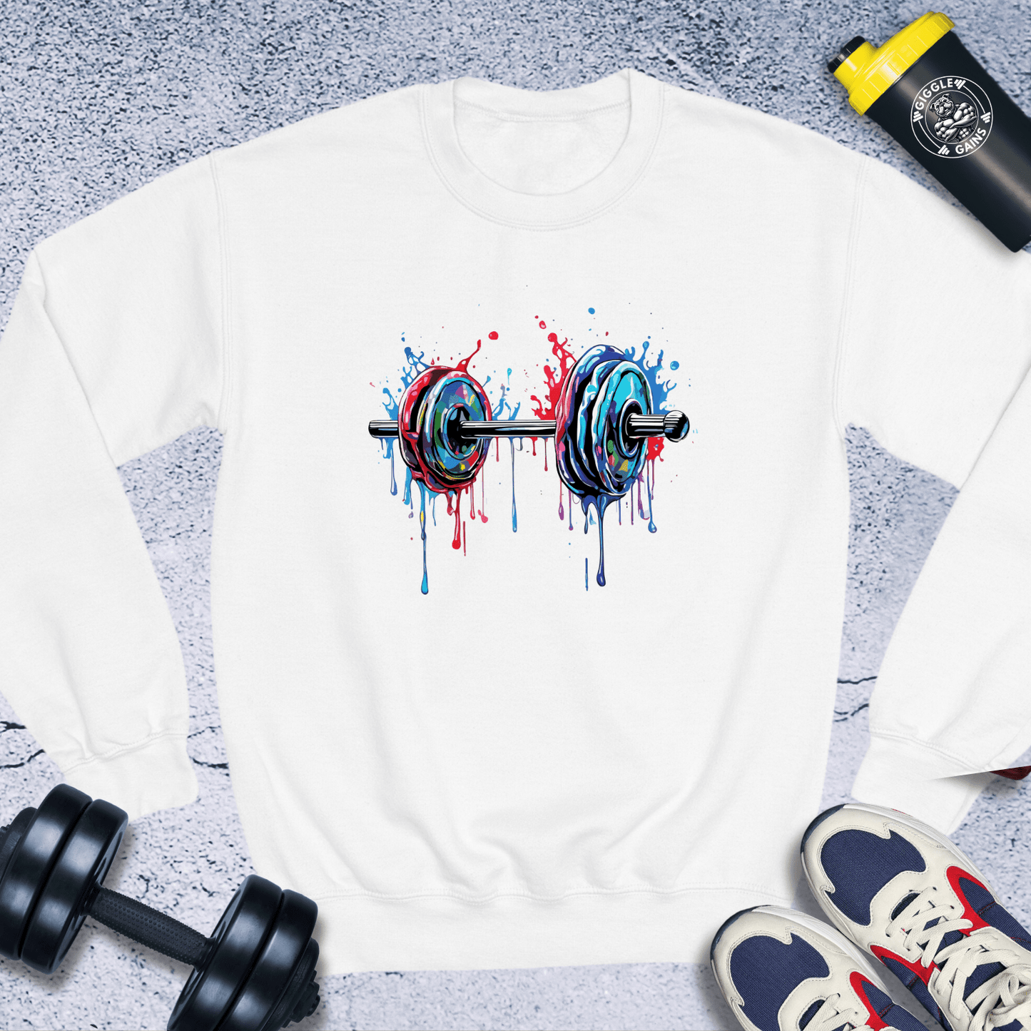 Sweatshirt White / S Splatter Dumbbell Crewneck