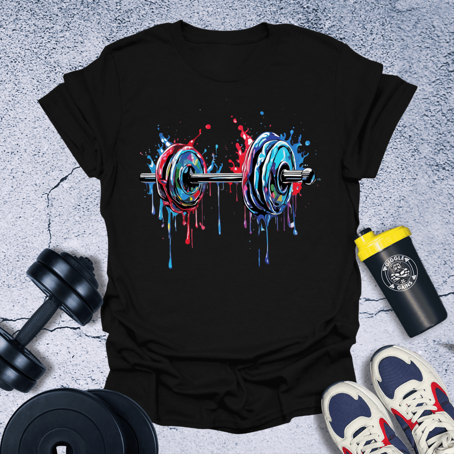 T-Shirt Black / S Splatter Dumbbell T-Shirt