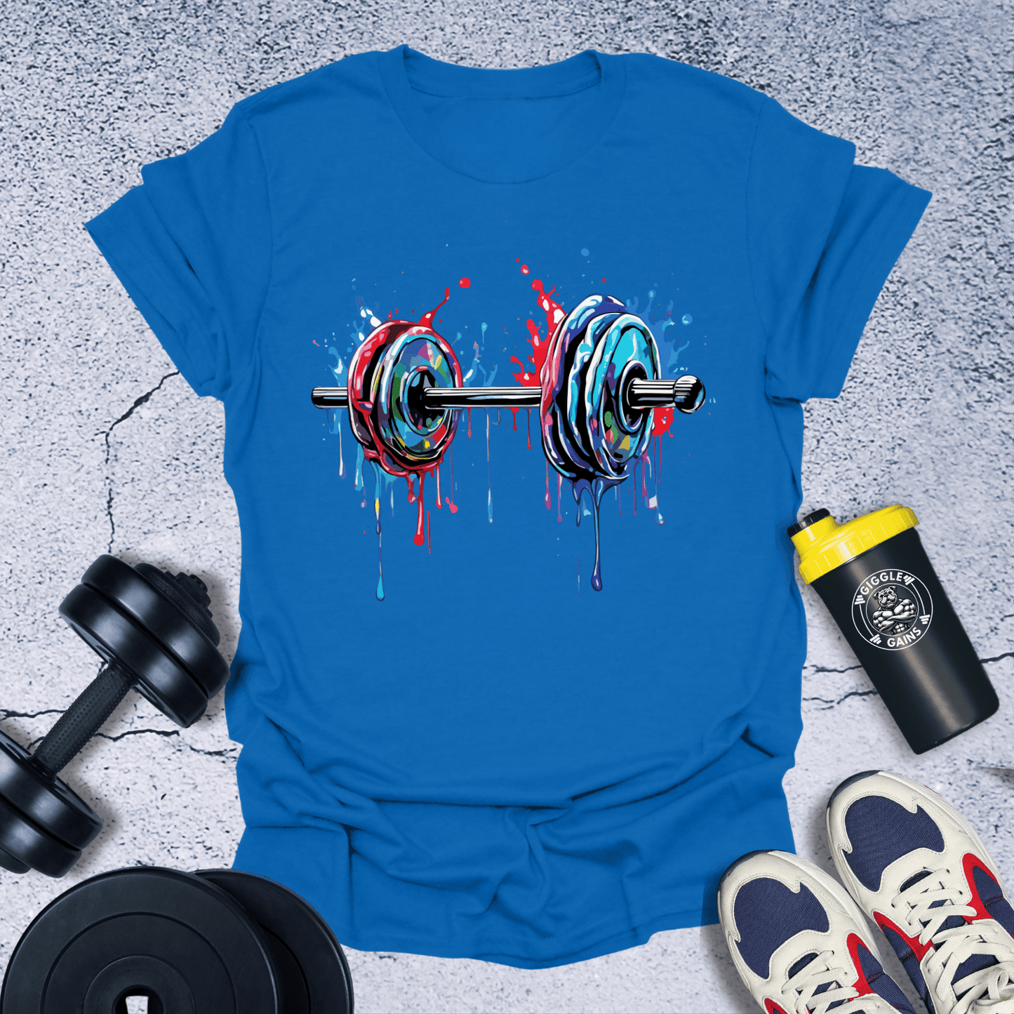 T-Shirt Royal / S Splatter Dumbbell T-Shirt