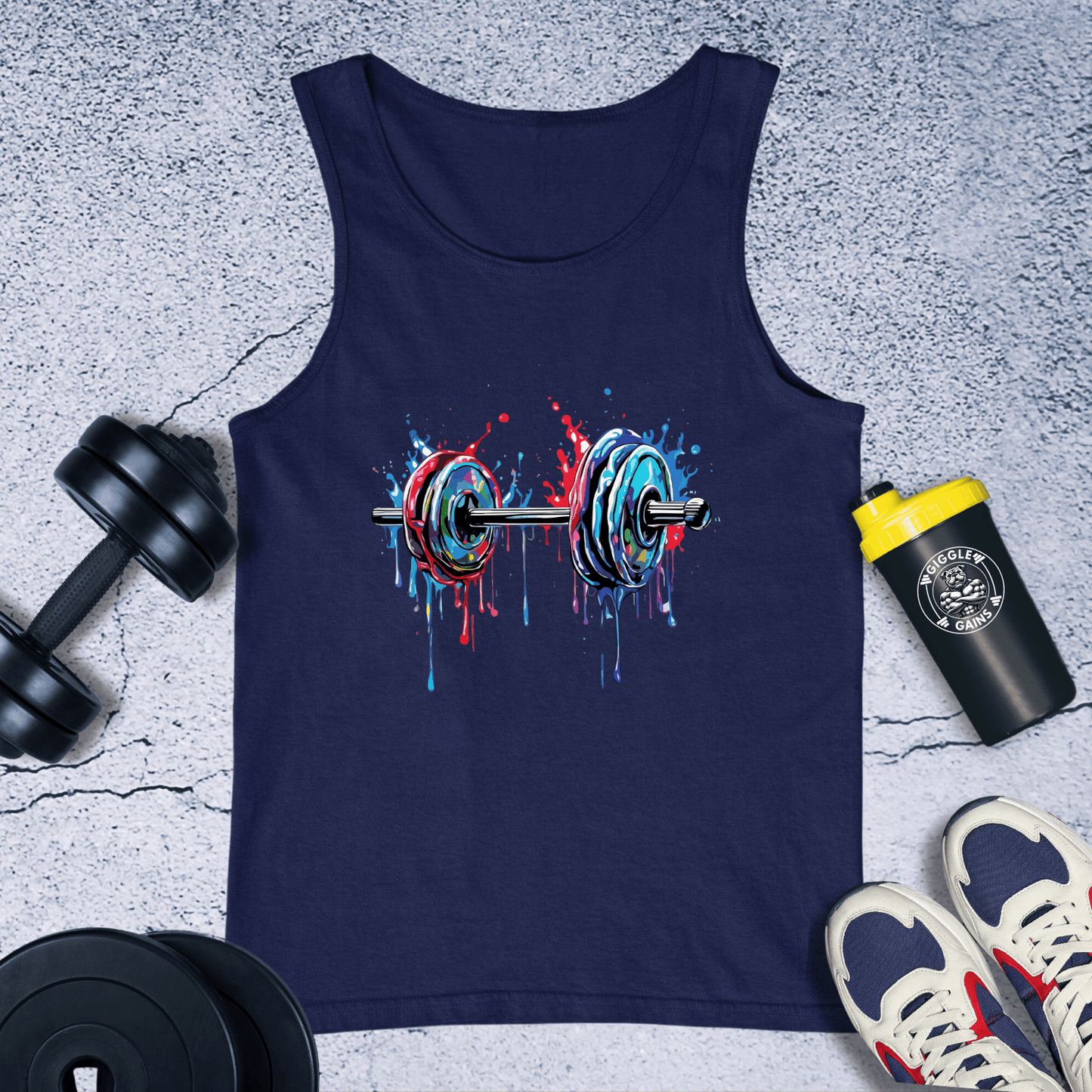 Tank Top Navy / XS Splatter Dumbbell Tank Top