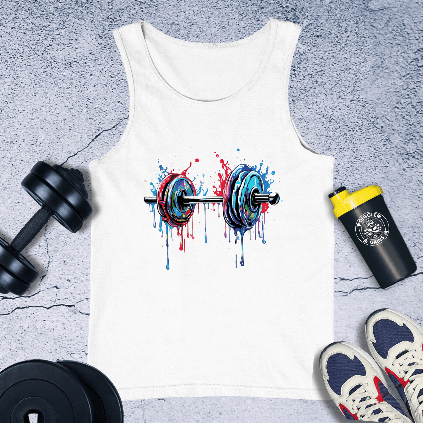 Tank Top White / XS Splatter Dumbbell Tank Top