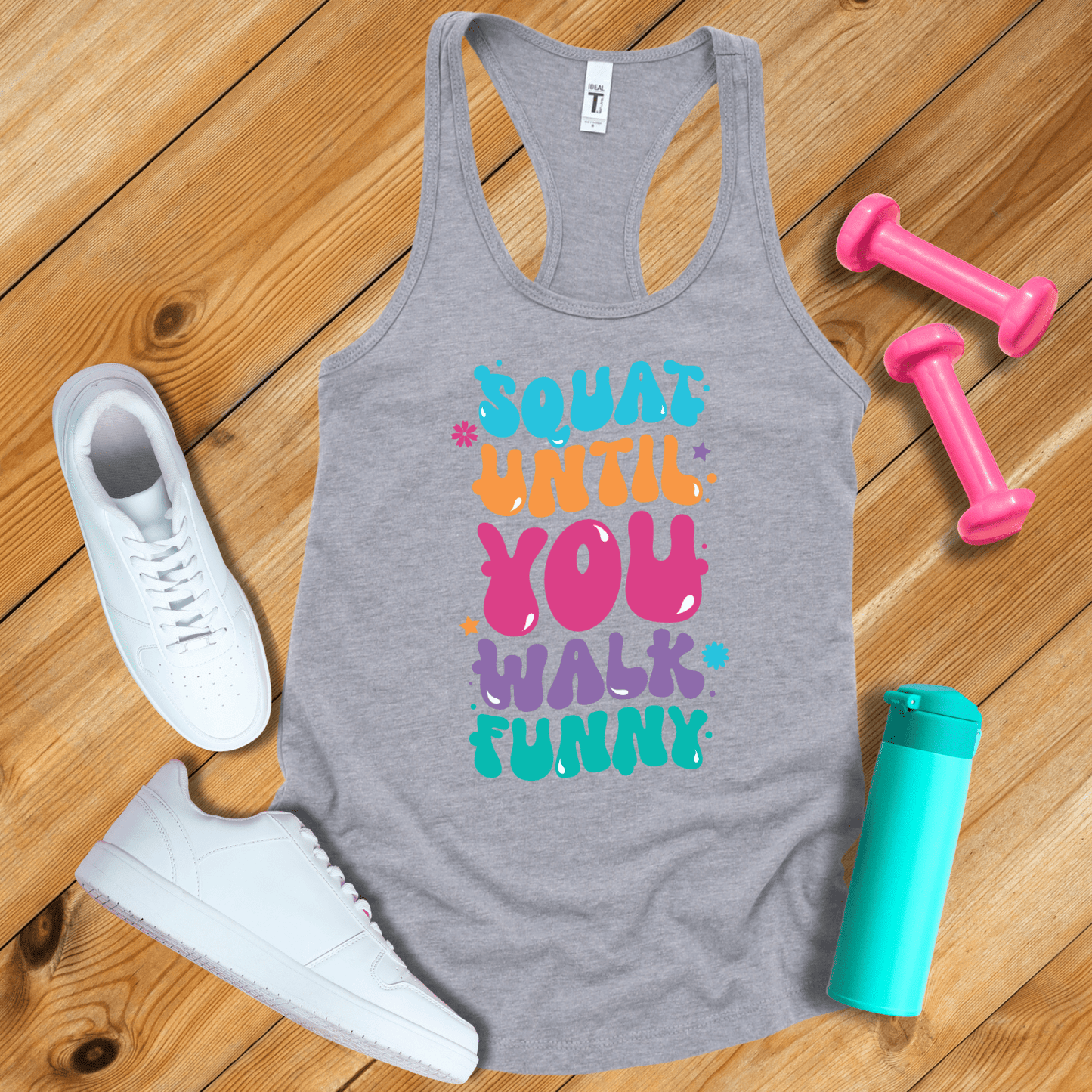 Tank Top Heather Grey / S Squat Until You Walk Funny Tank Top