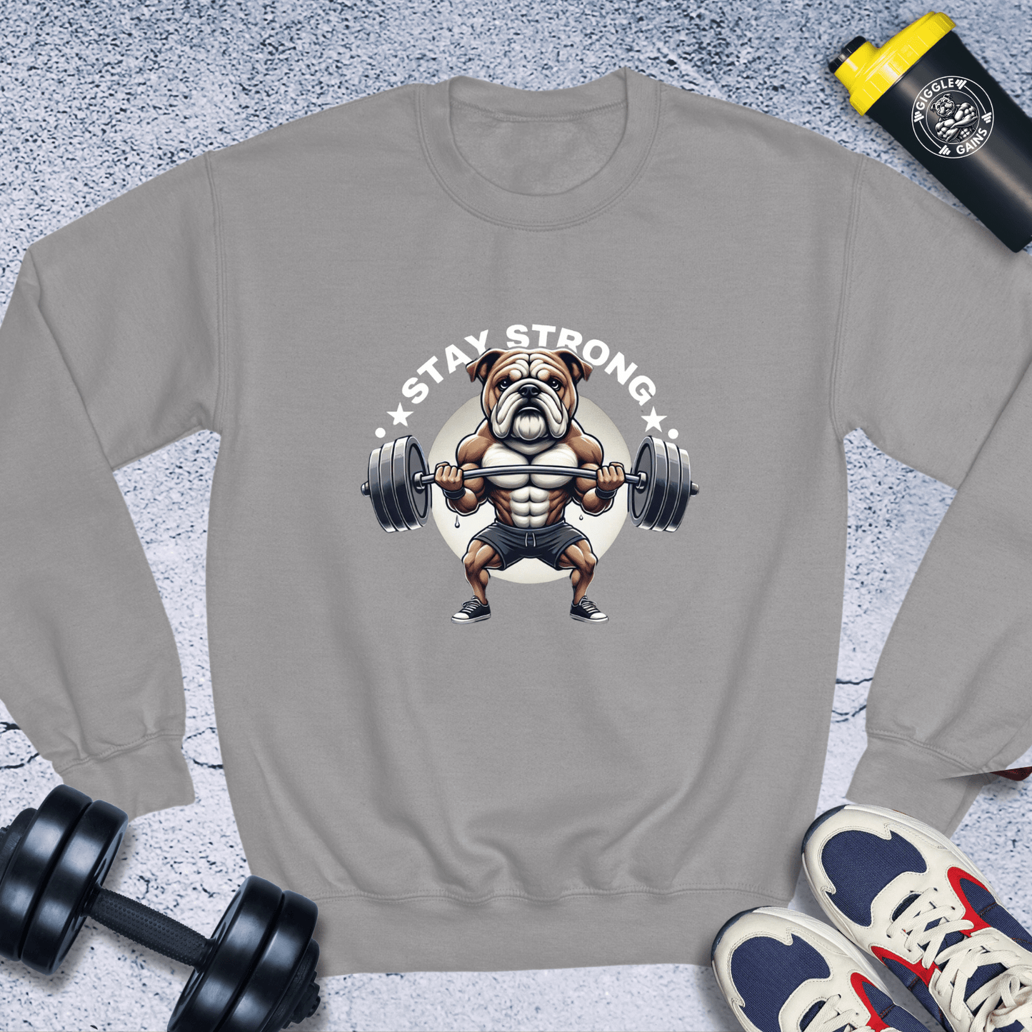 Sweatshirt Sport Grey / S Stay Strong Cute Bulldog Crewneck