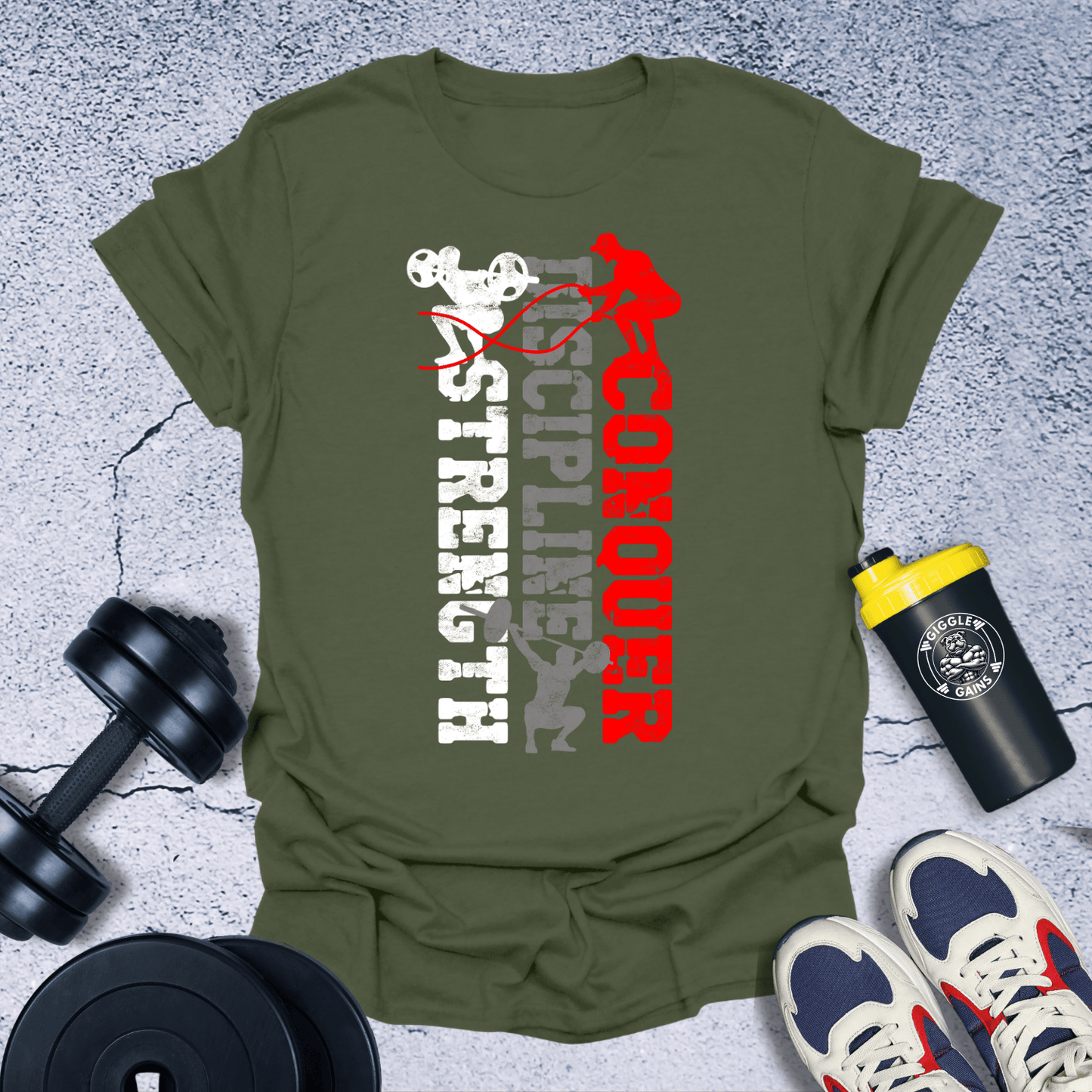 T-Shirt Military Green / S Strength Discipline Conquer T-Shirt