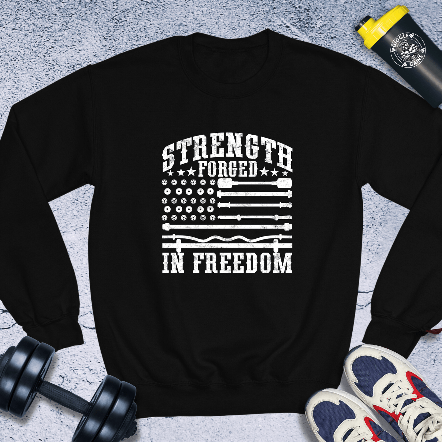 Sweatshirt Black / S Strength Forged In Freedom Crewneck