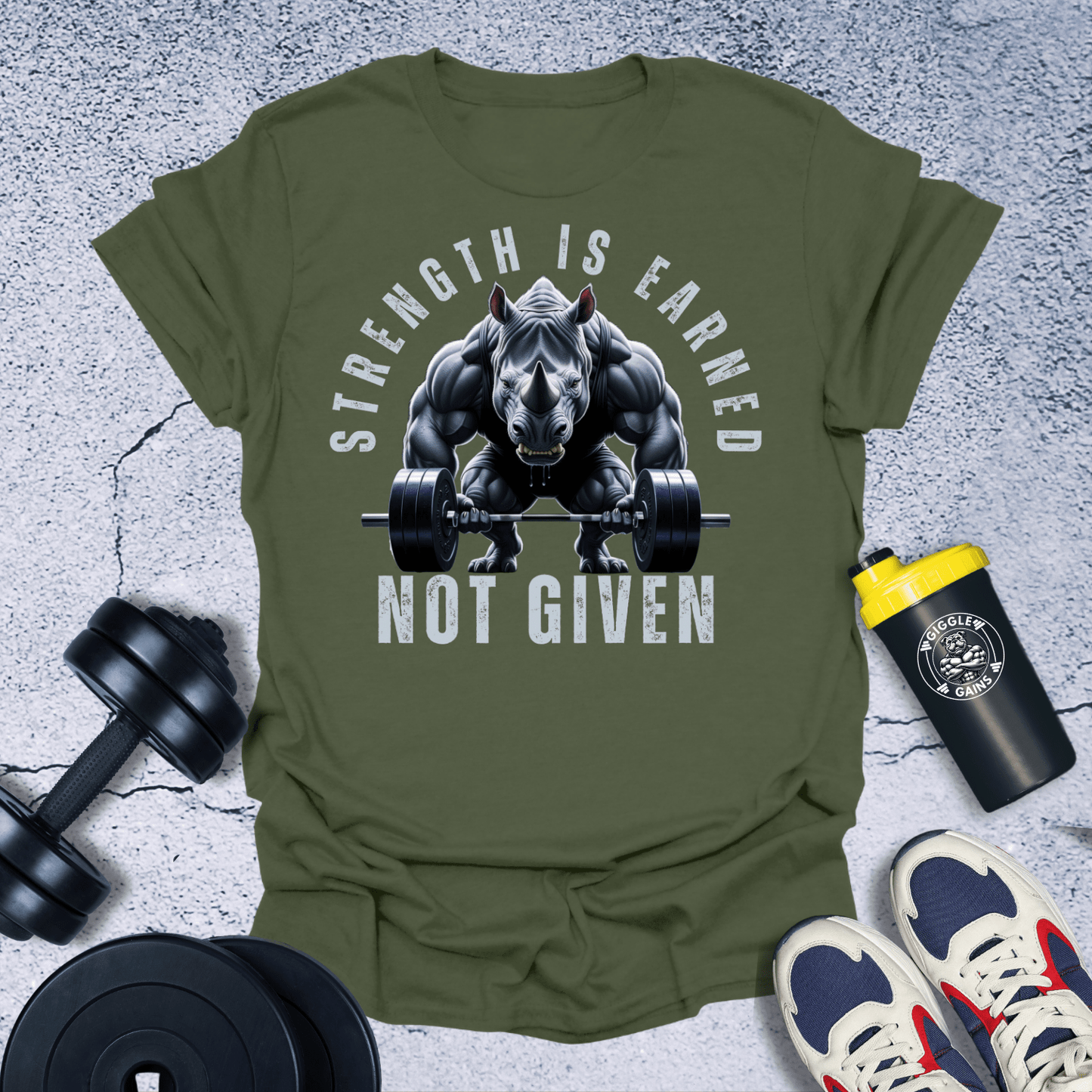 T-Shirt Military Green / S Strength Is Earned Not Given T-Shirt