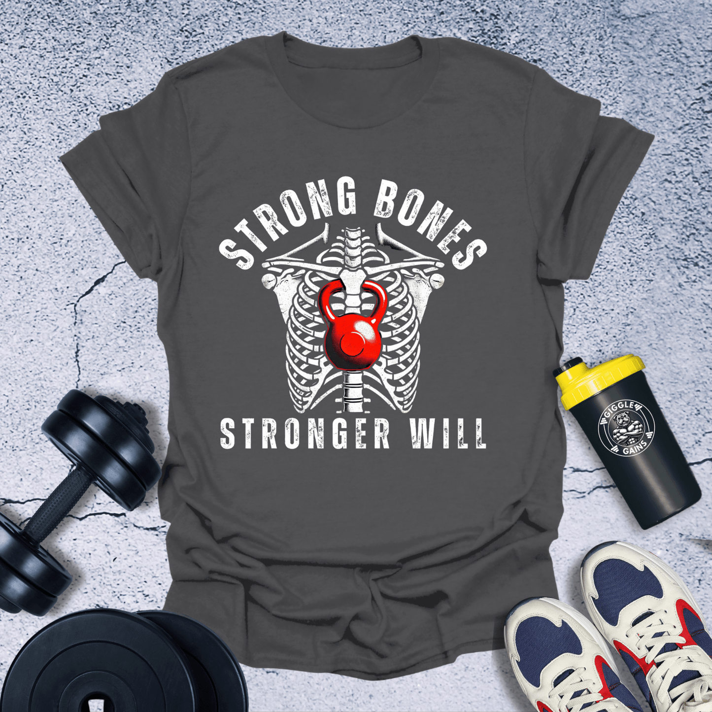 T-Shirt Dark Heather / S Strong Bones Stronger Will T-Shirt