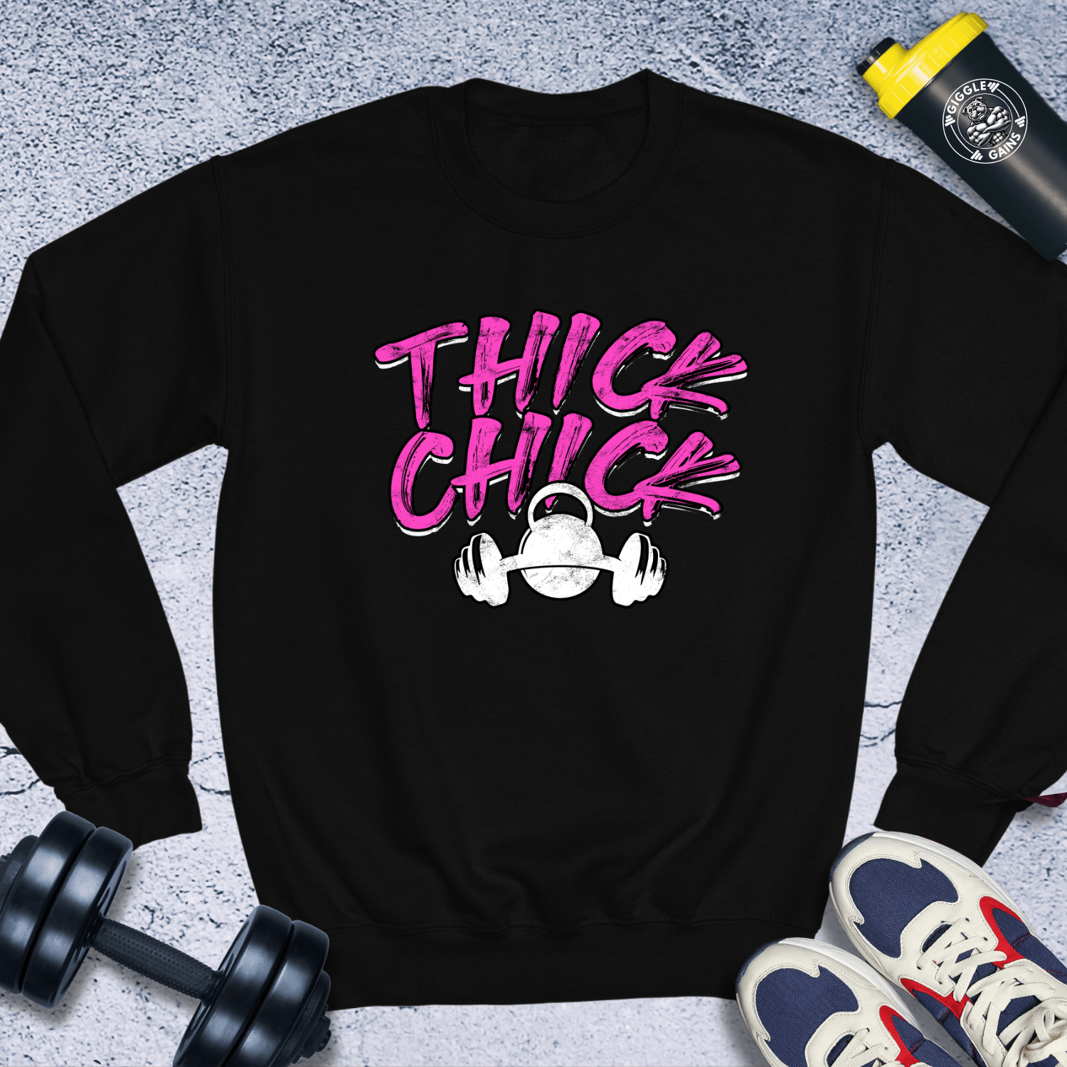 Sweatshirt Black / S Thick Chick Crewneck