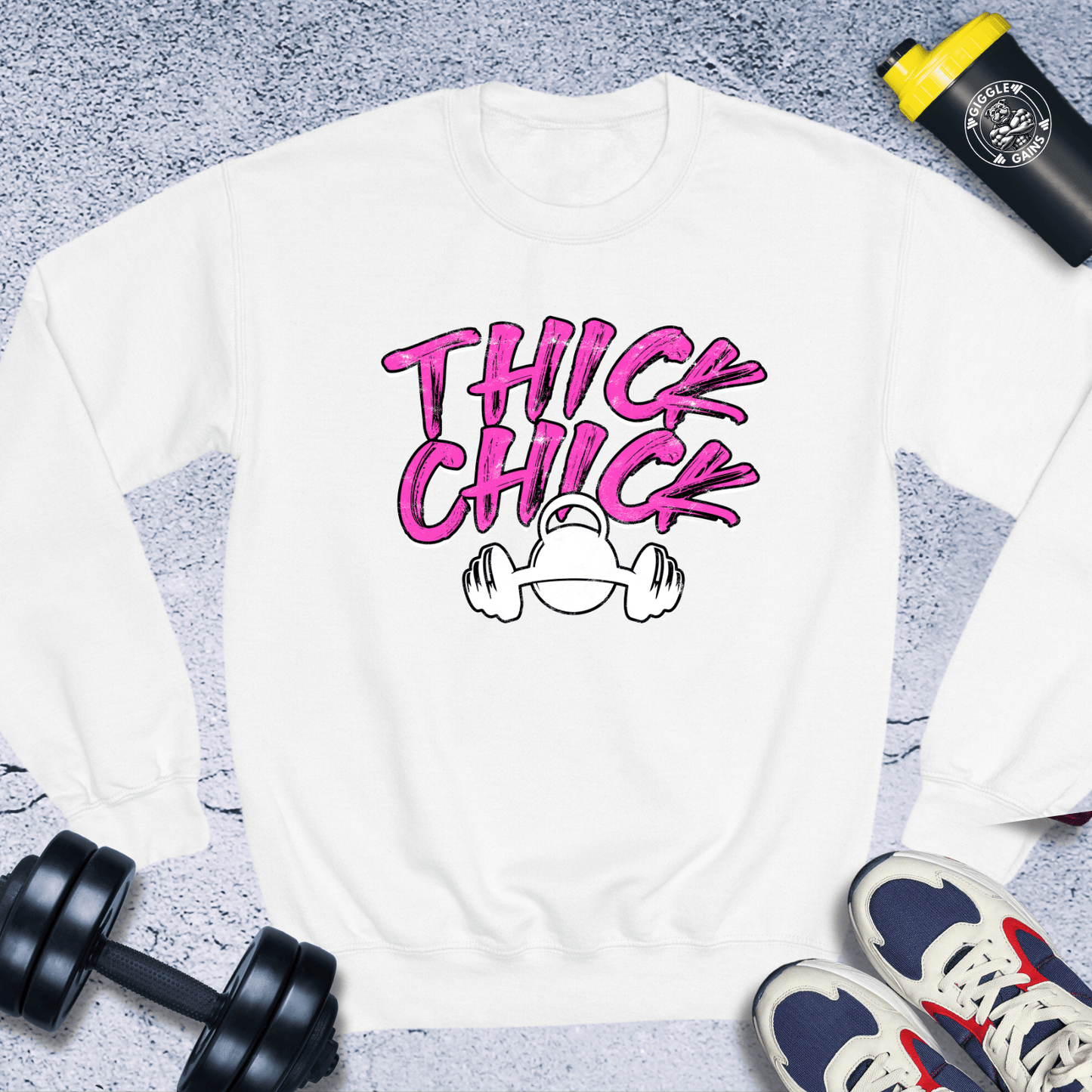 Sweatshirt White / S Thick Chick Crewneck