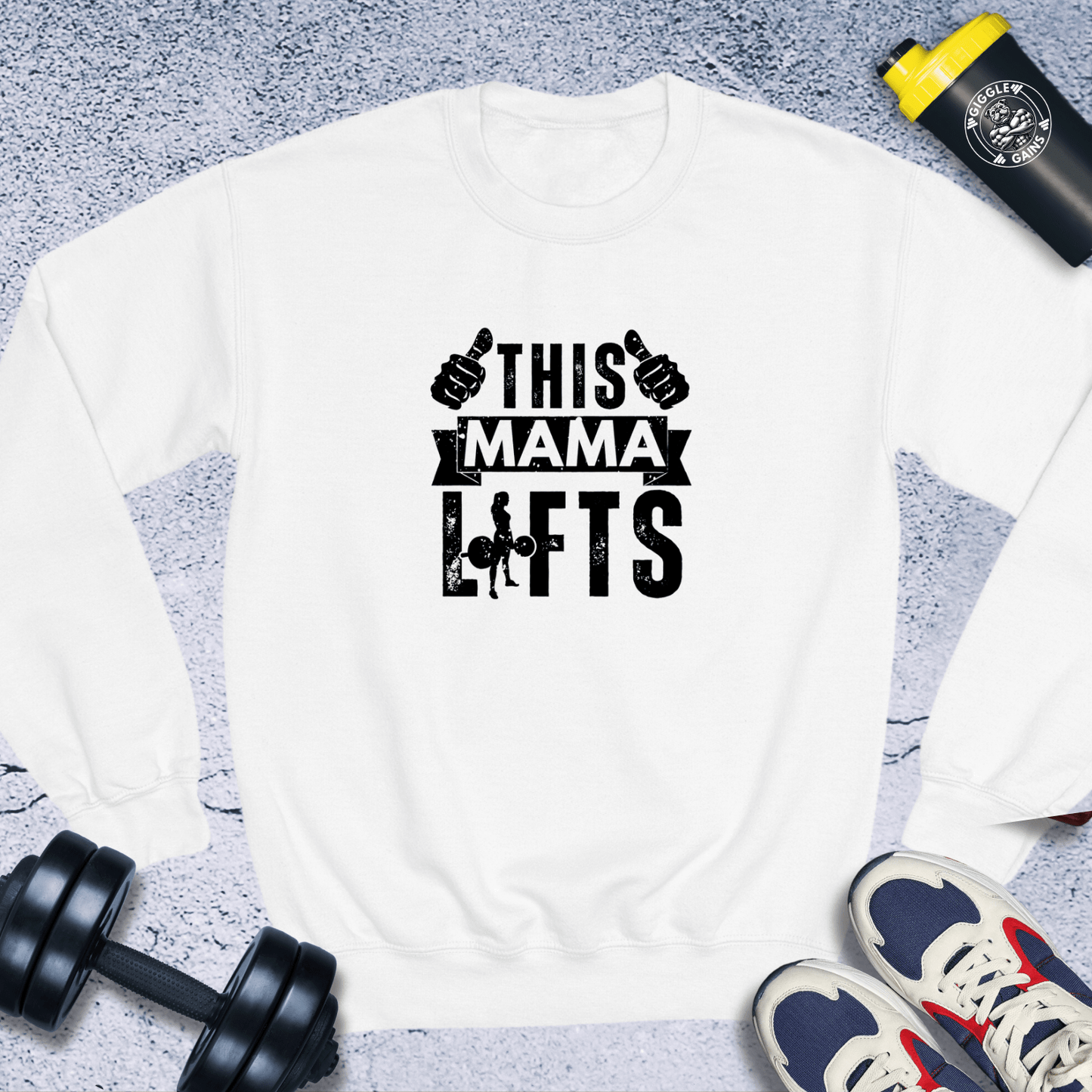 Sweatshirt White / S This Mama Lifts Crewneck