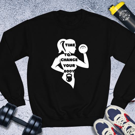 Sweatshirt Black / S Time To Change Your Body Crewneck